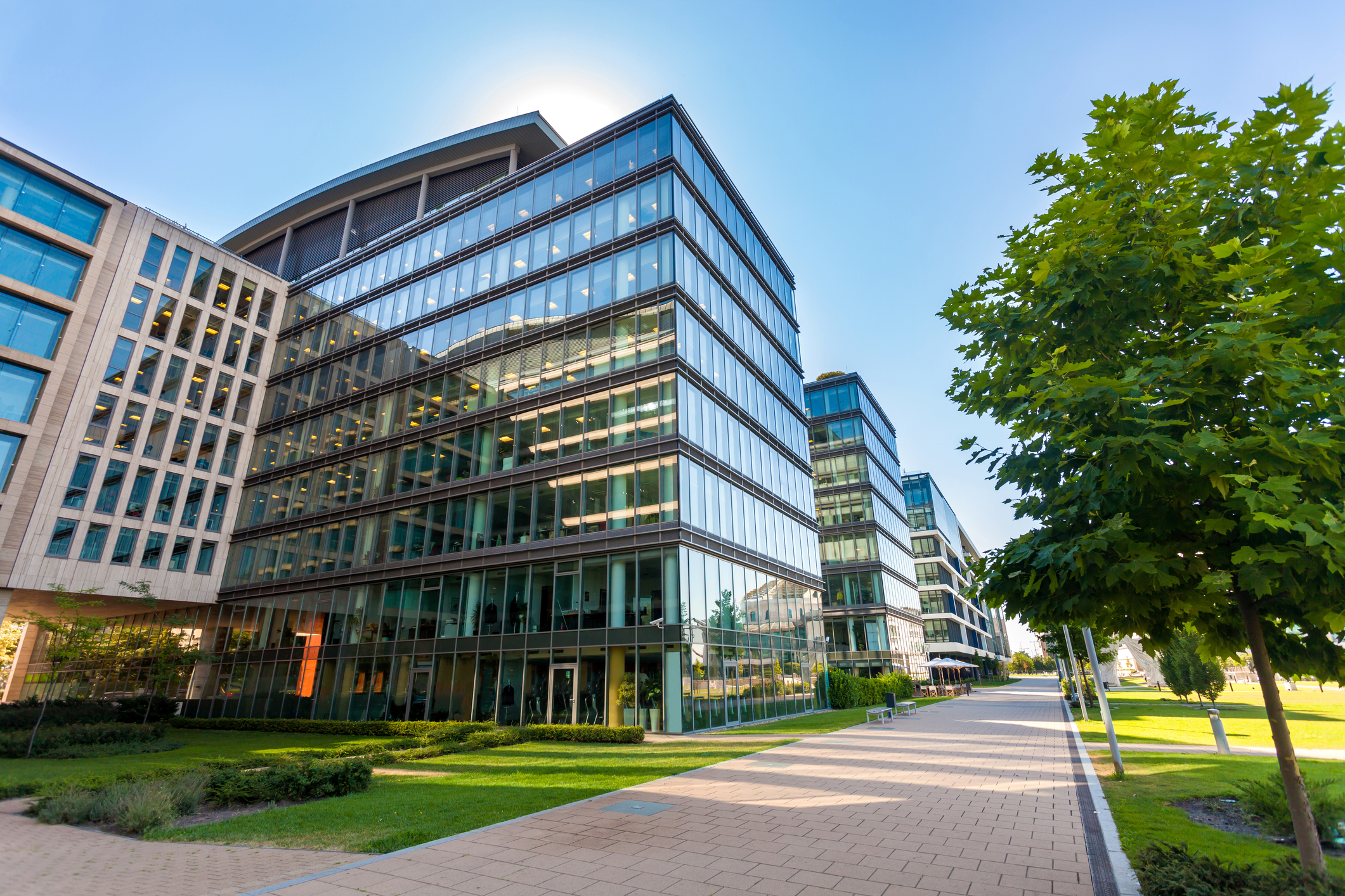 Several office buildings. 