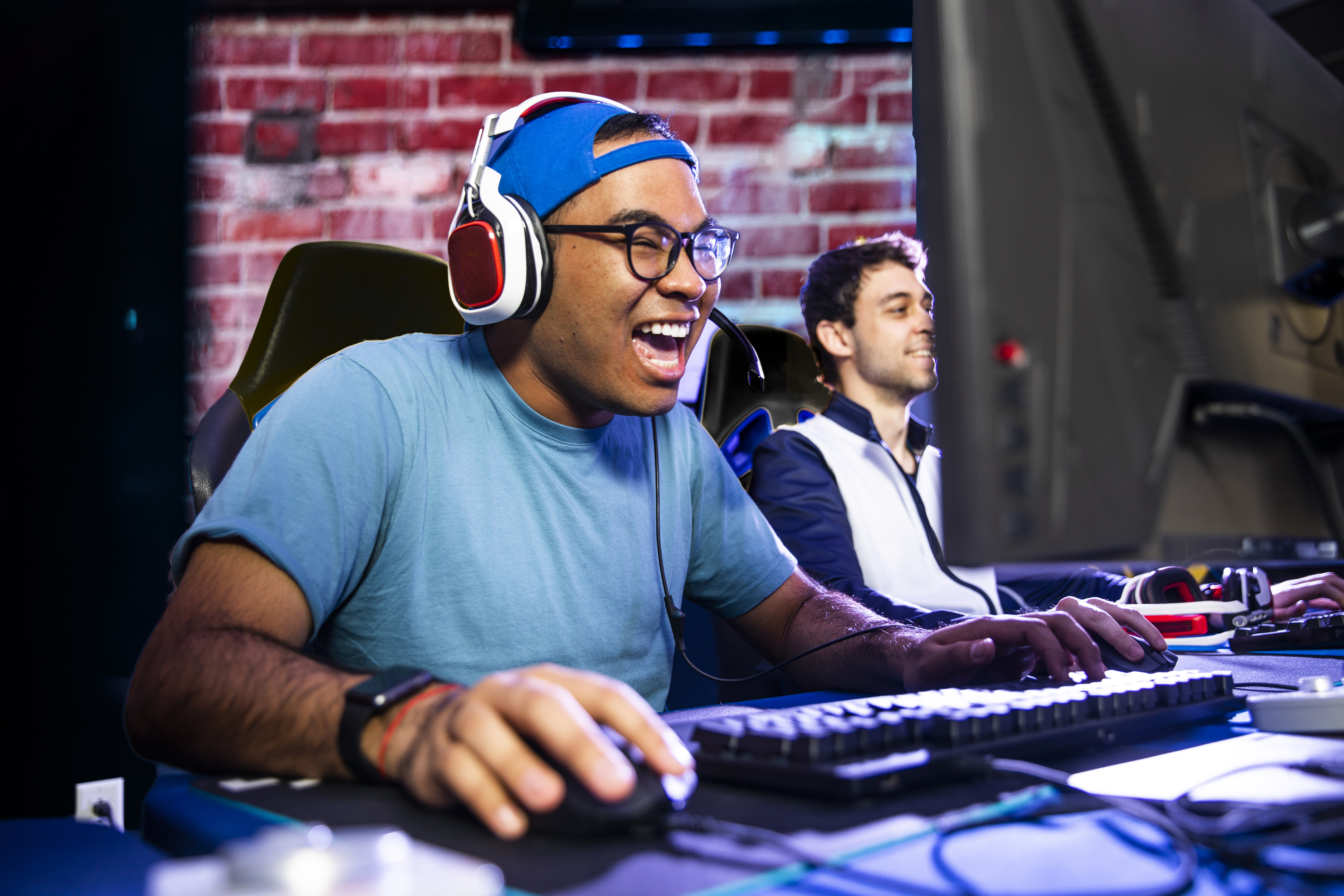 video game headphones excited live stream fun play