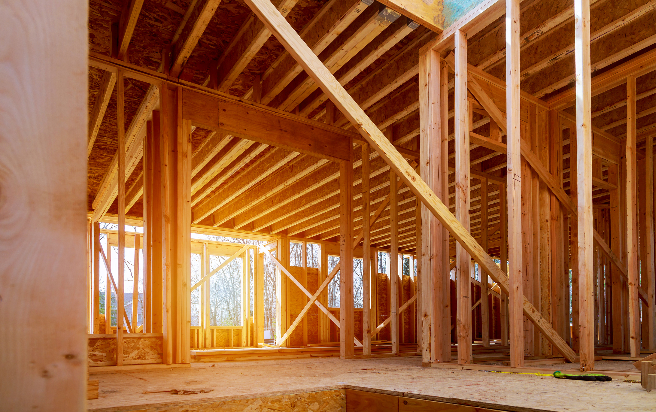 Interior of house under construction.
