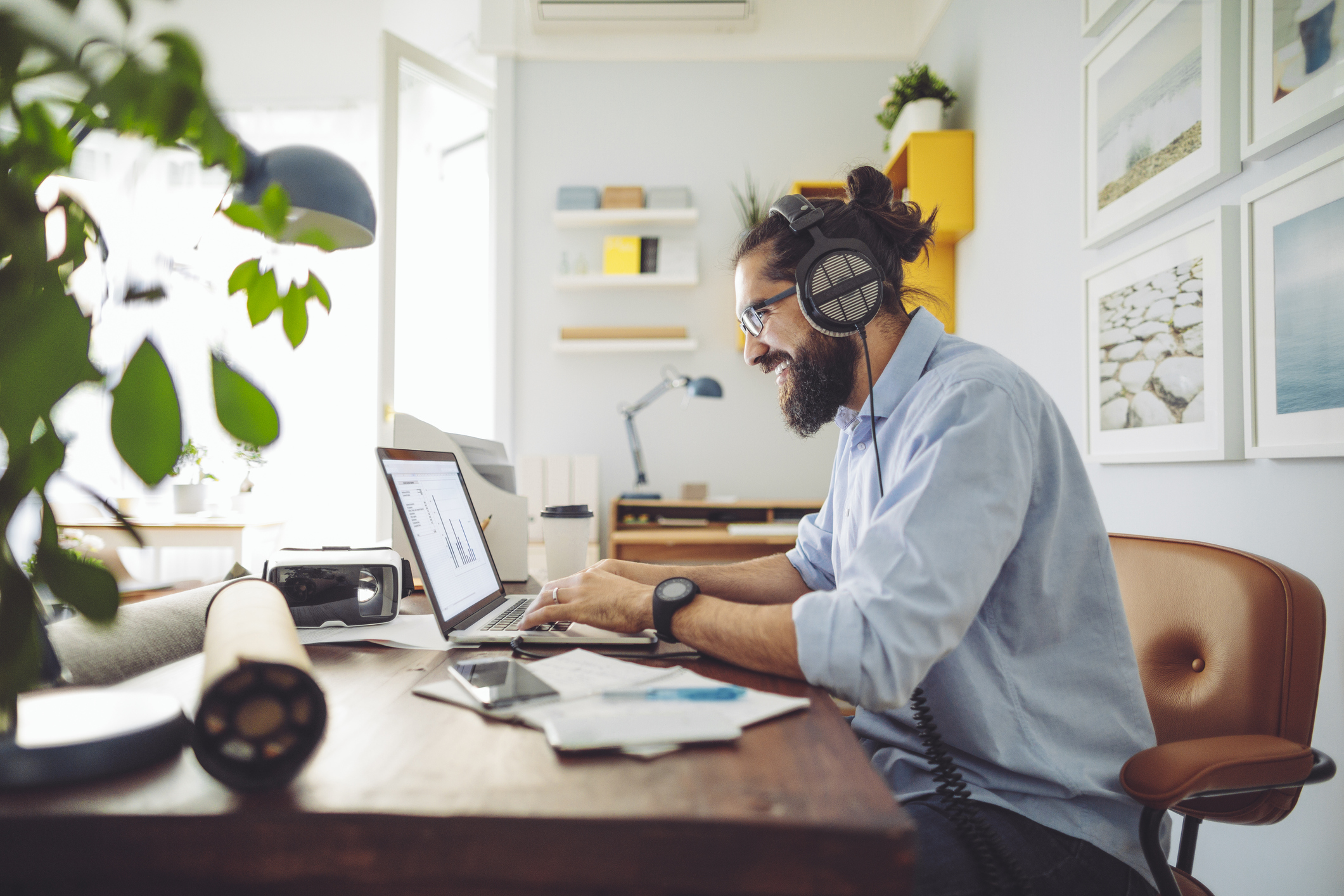 Business person working from home.