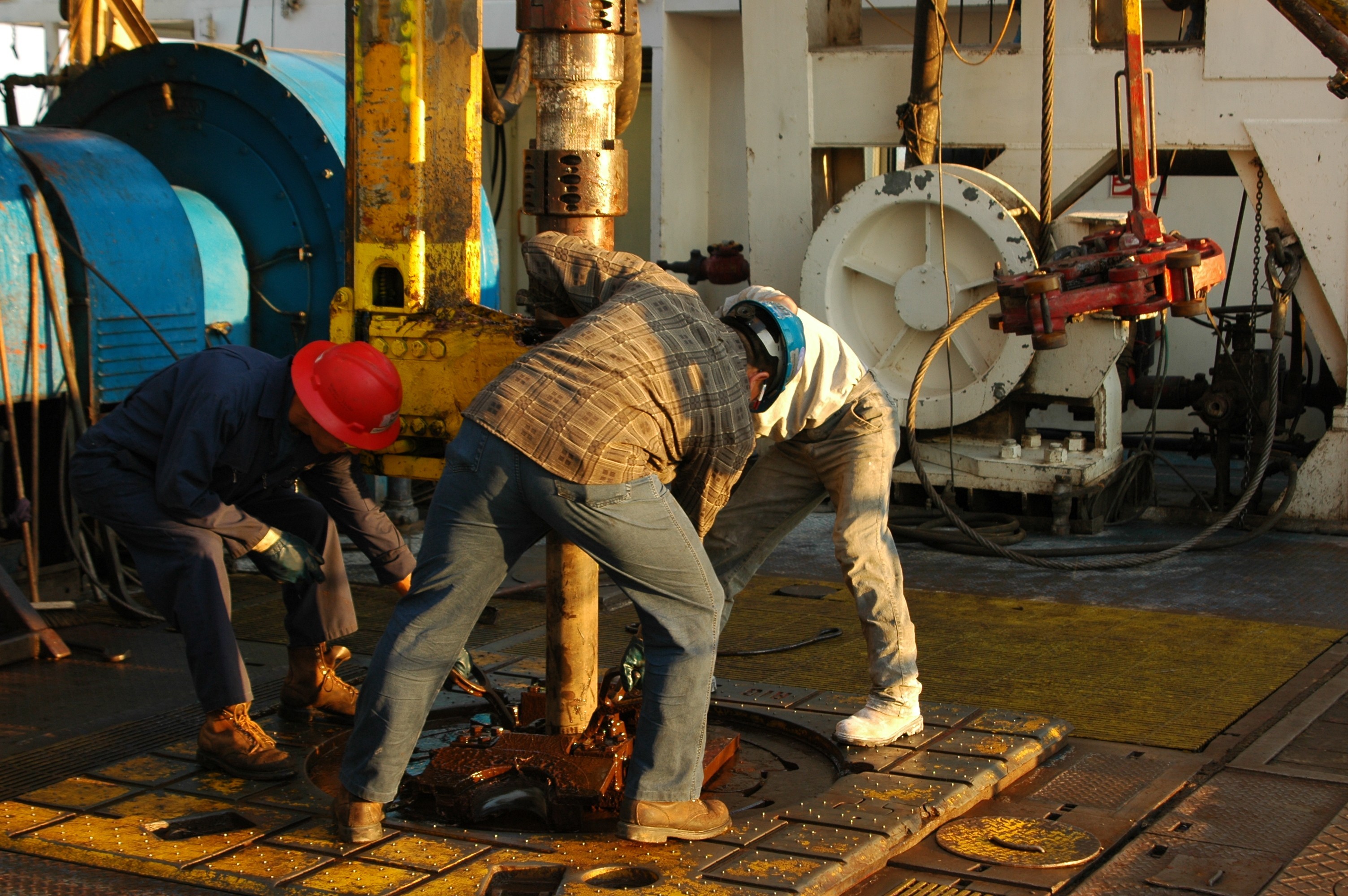 Crew working on an oil rig.