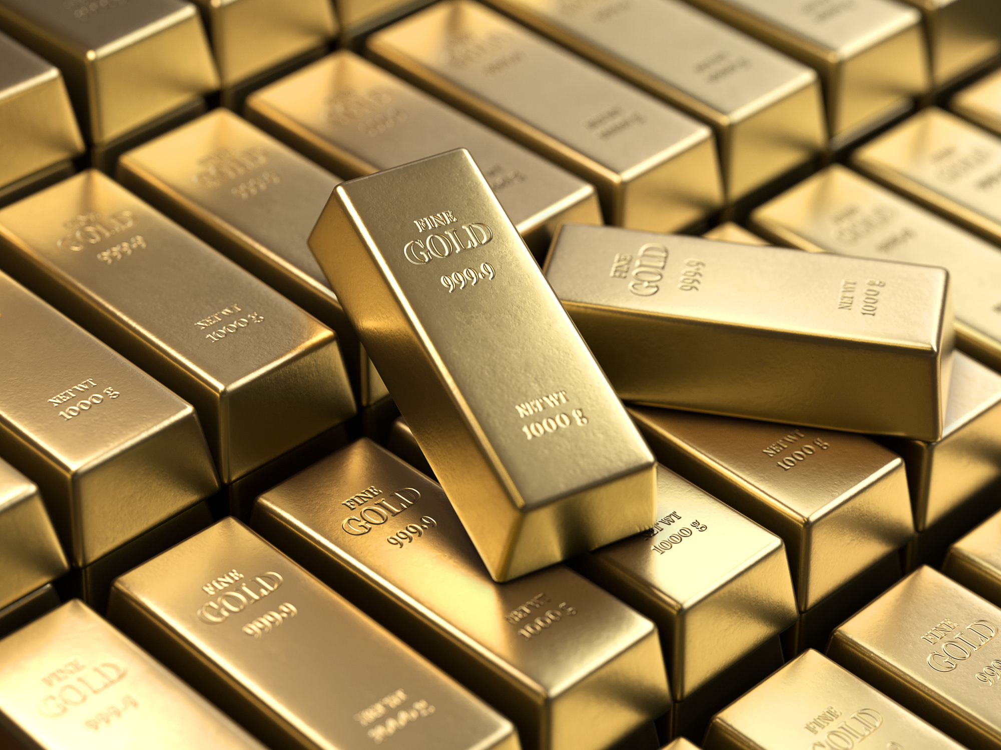 Gold bars stacked on top of each other