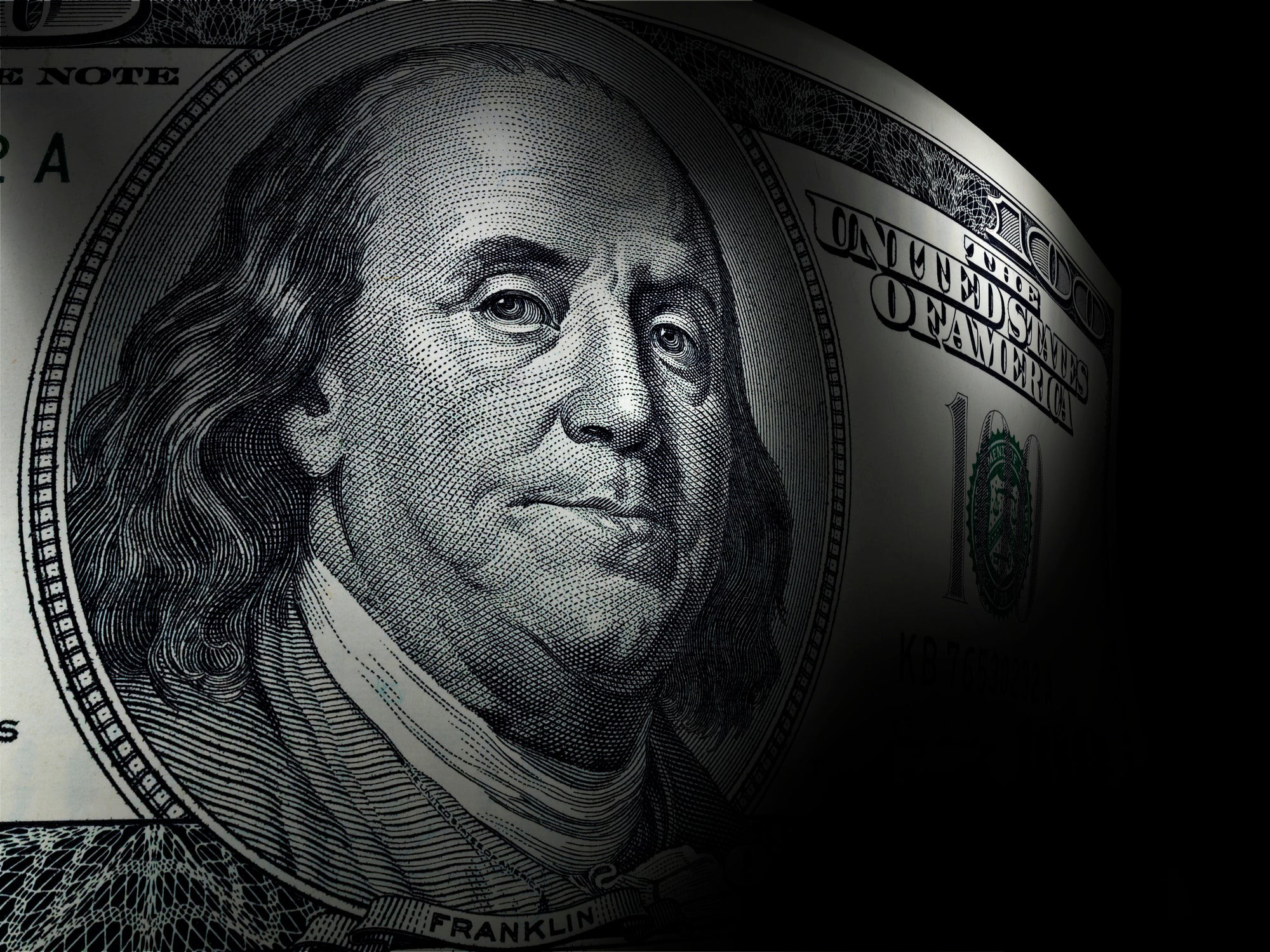 Close-up of $100 bill.