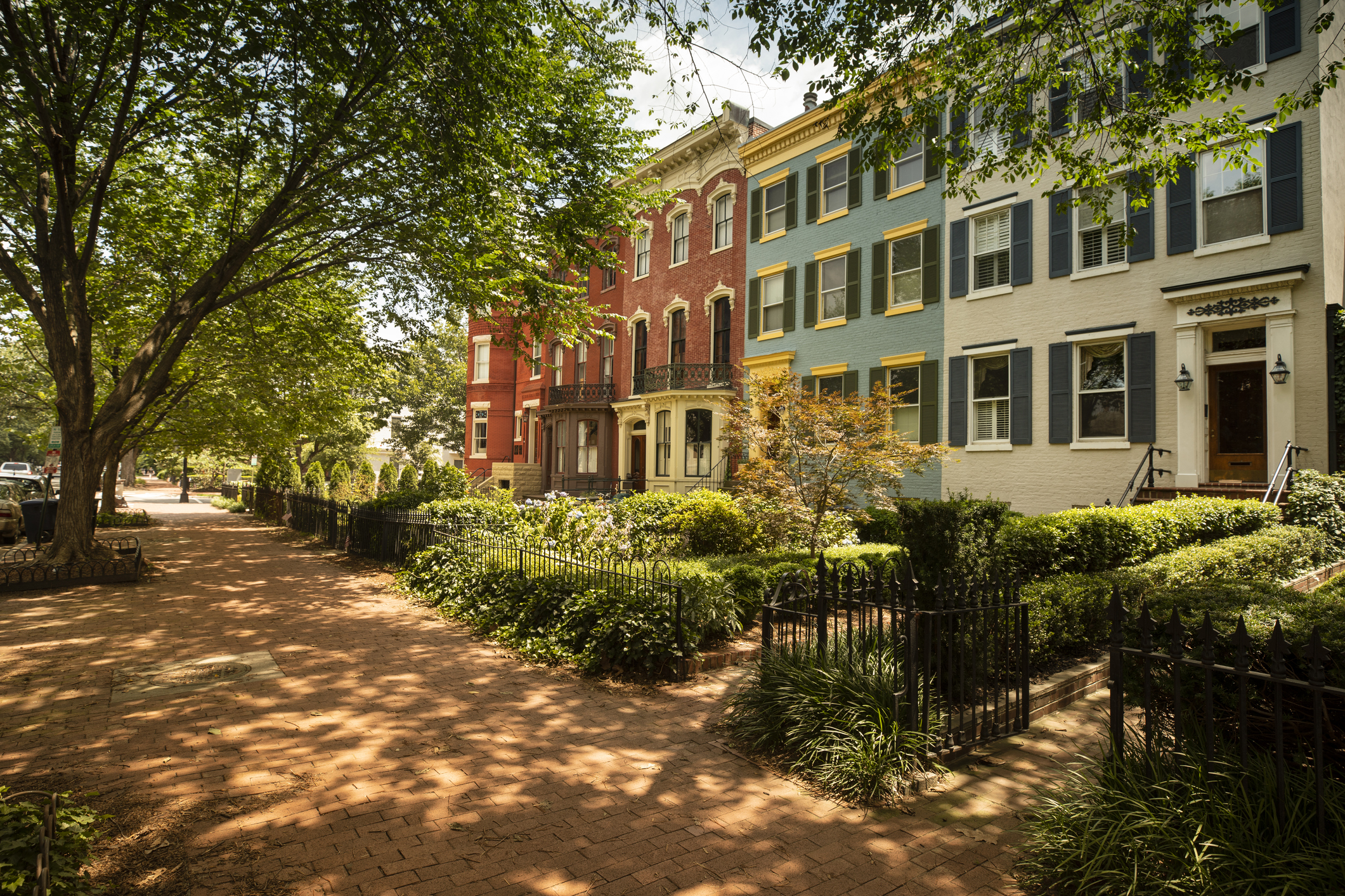 A row of attached homes.