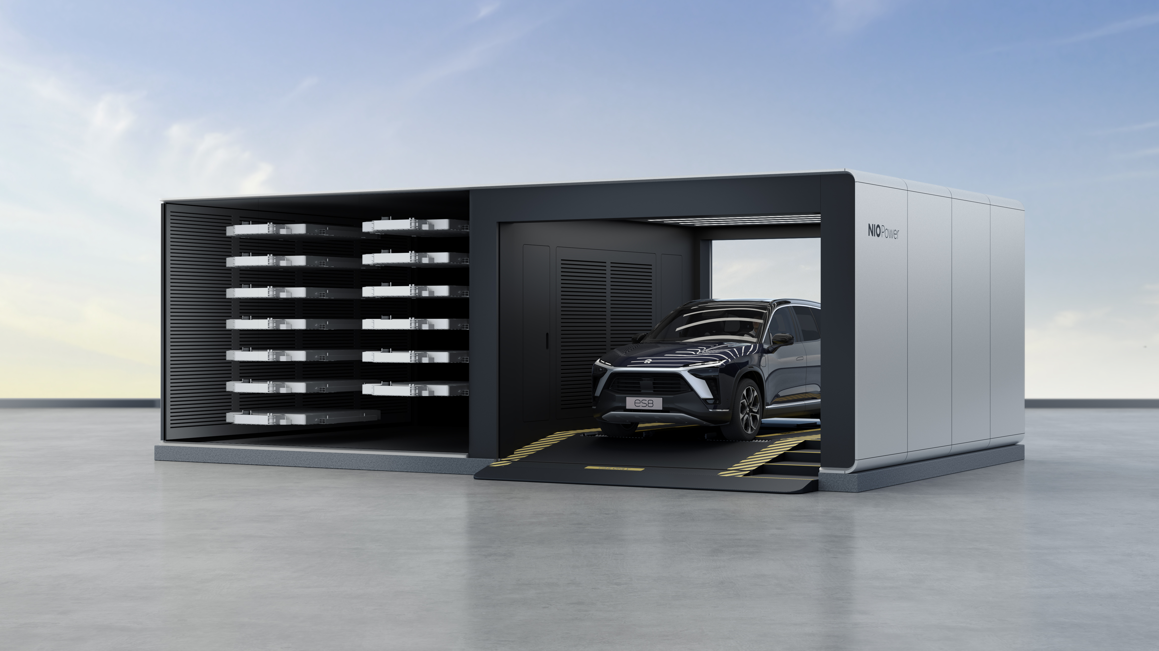 Nio's 2nd gen power swap station in Norway.