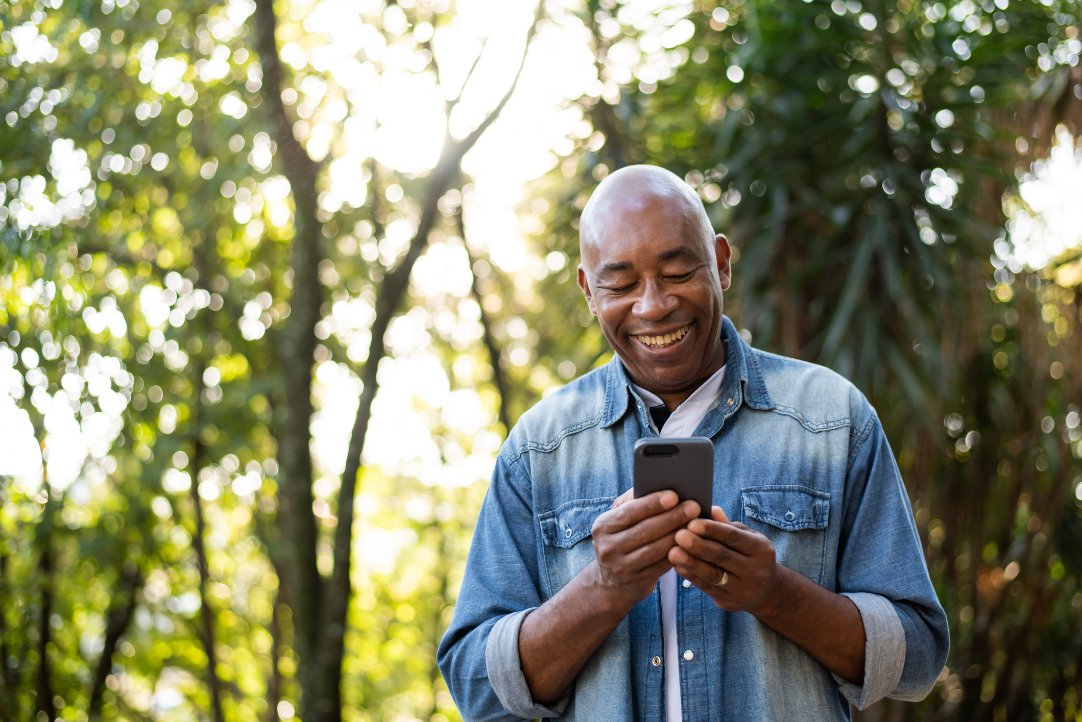 A person looking at a phone.