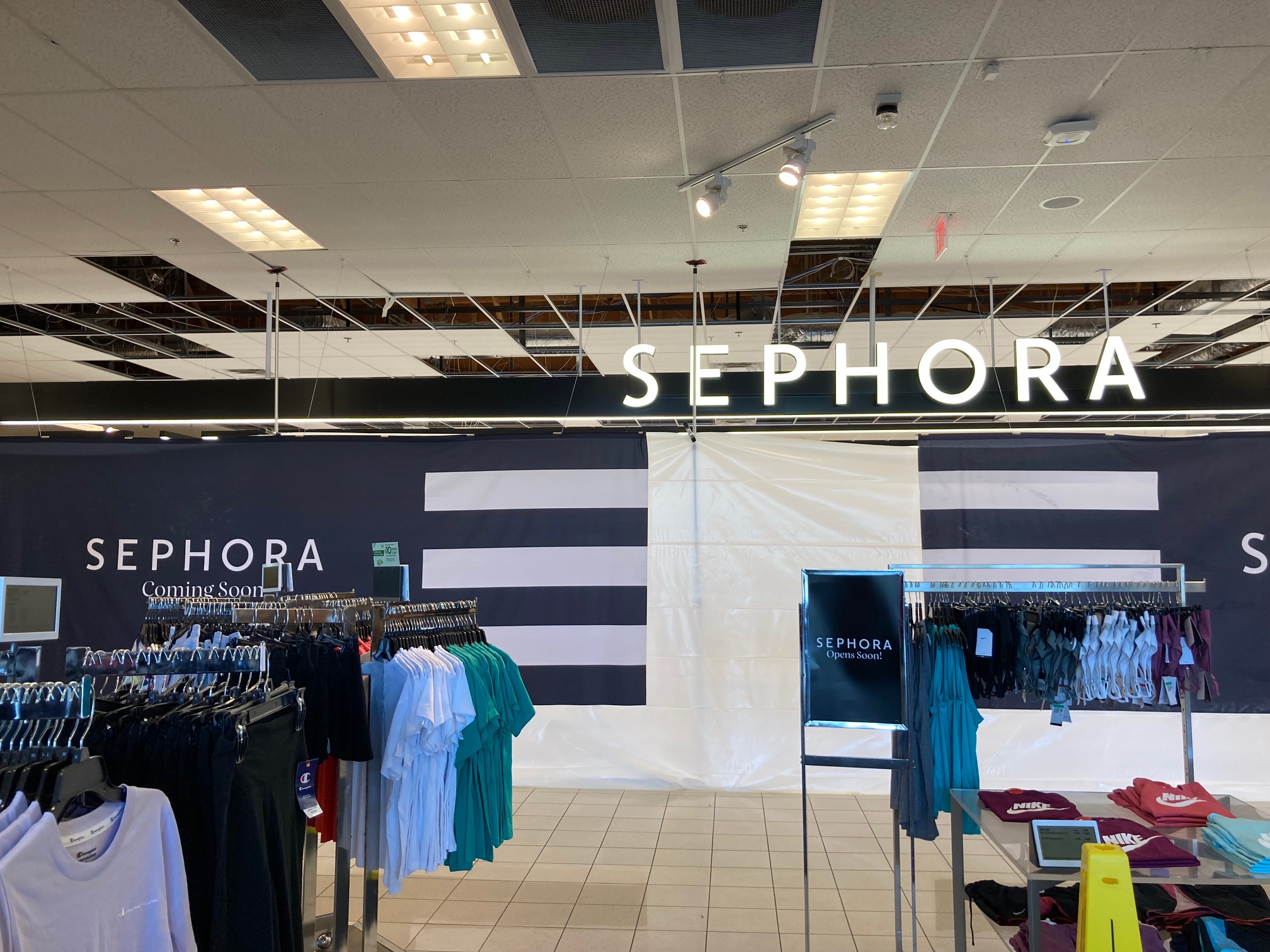 A Sephora shop under construction in a Kohl's store.