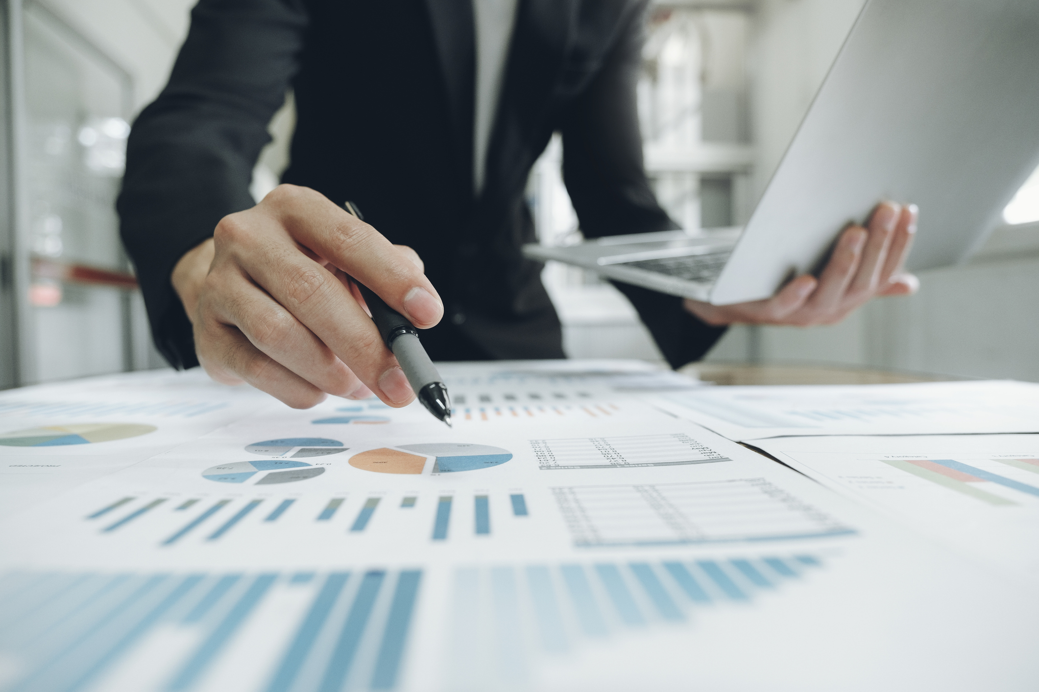 Businessman analyzing investment data
