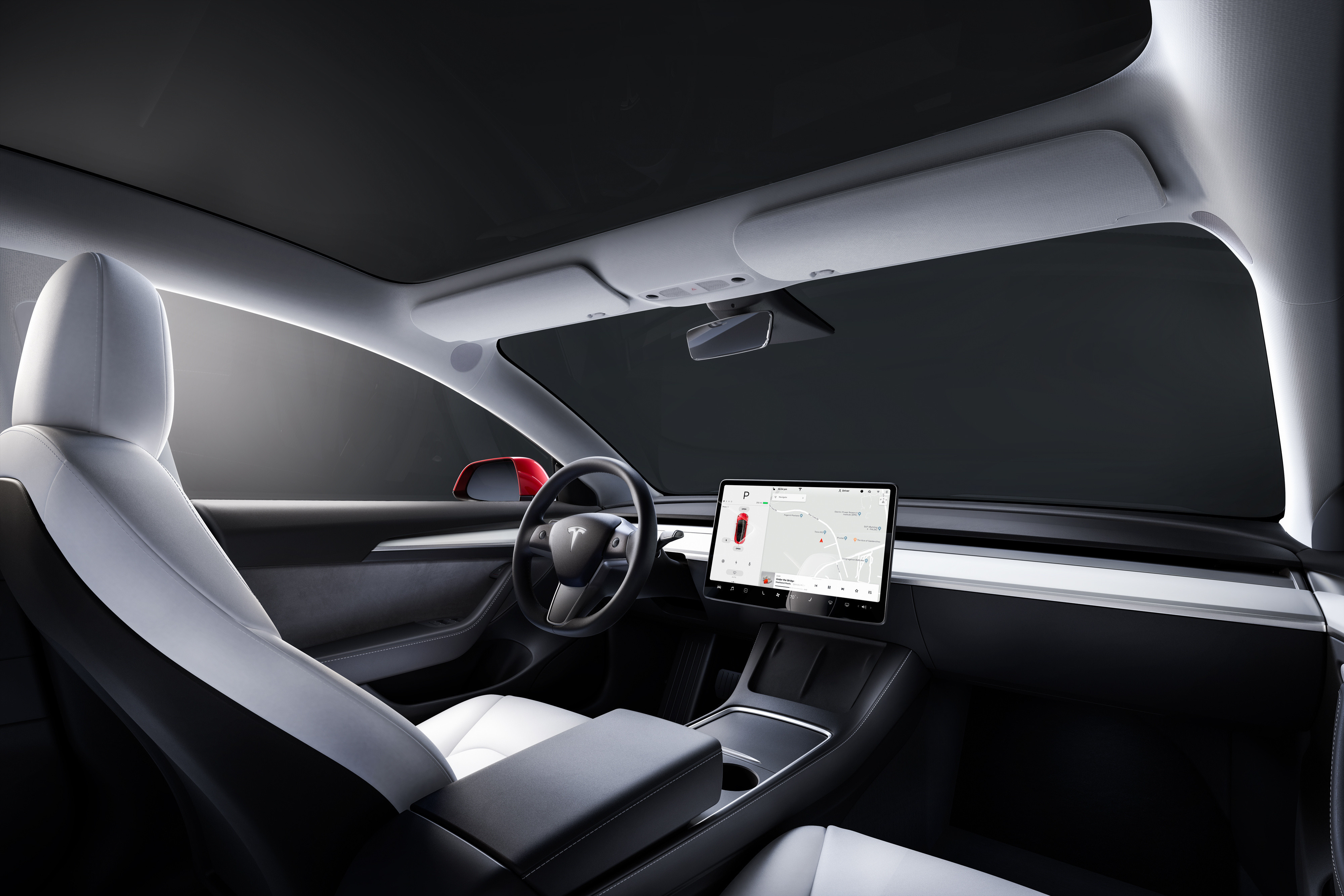 interior cab of Model 3.