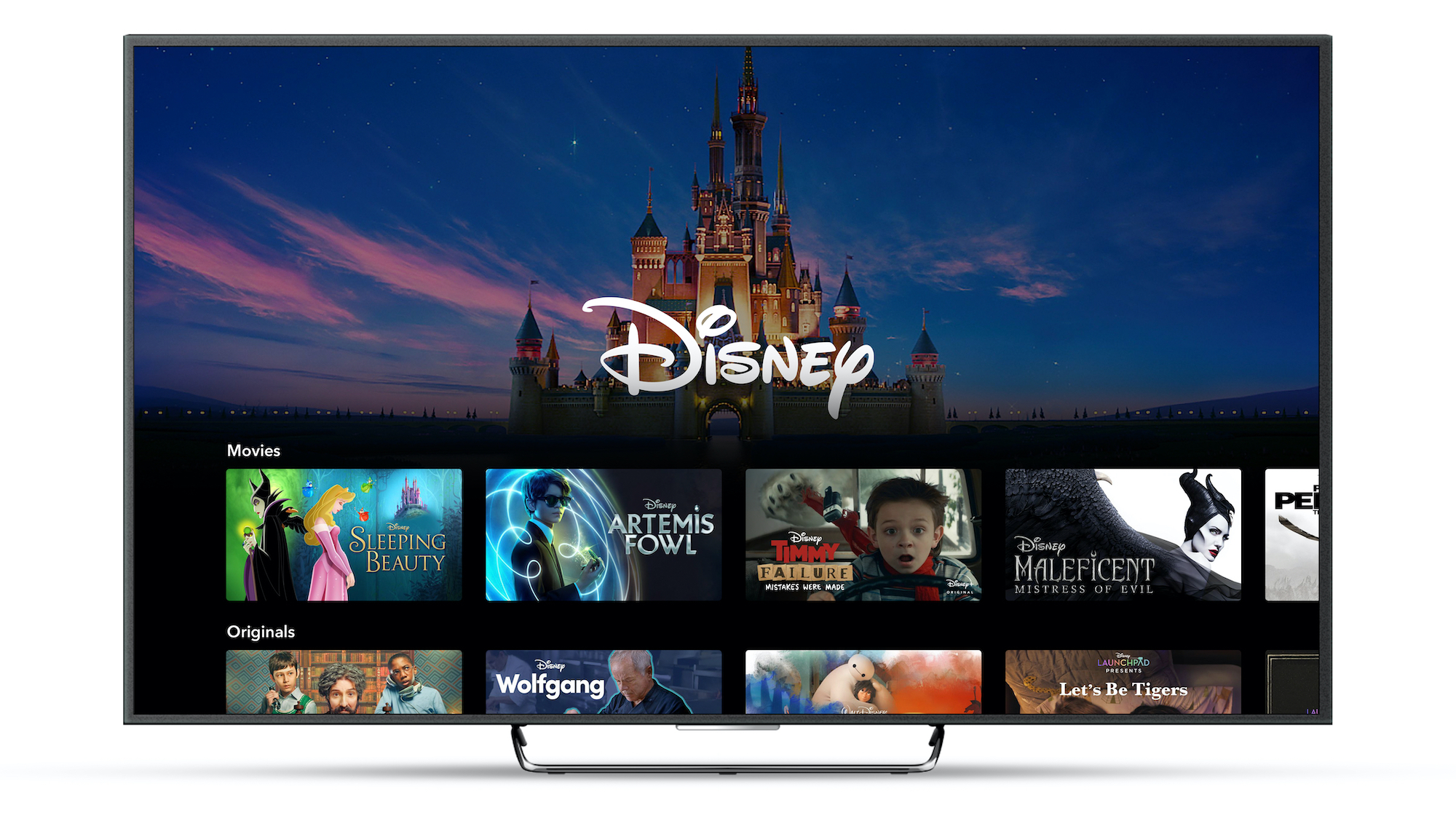 The Disney logo and Disney+ user interface.