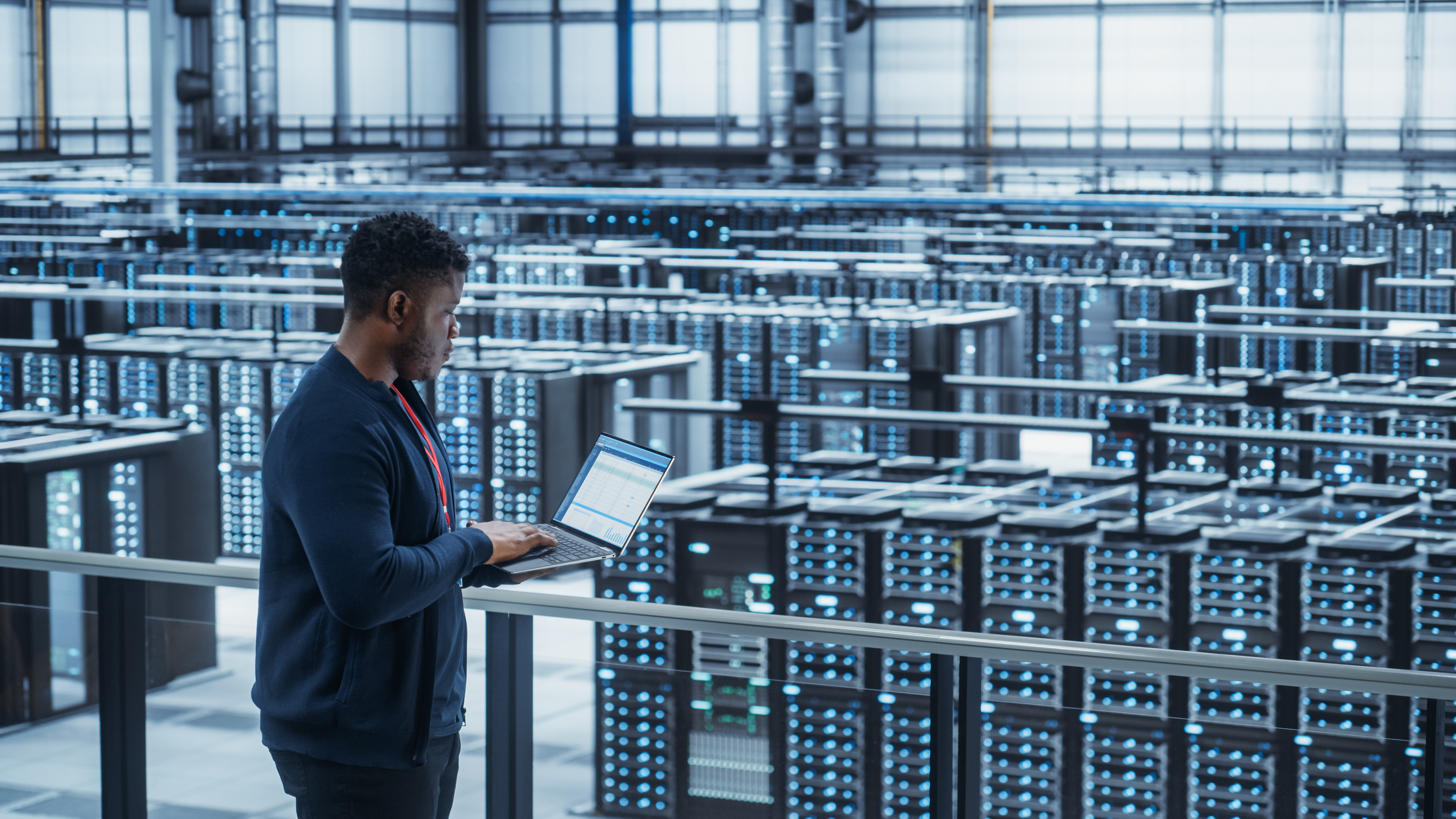 a man, a laptop, and a data center
