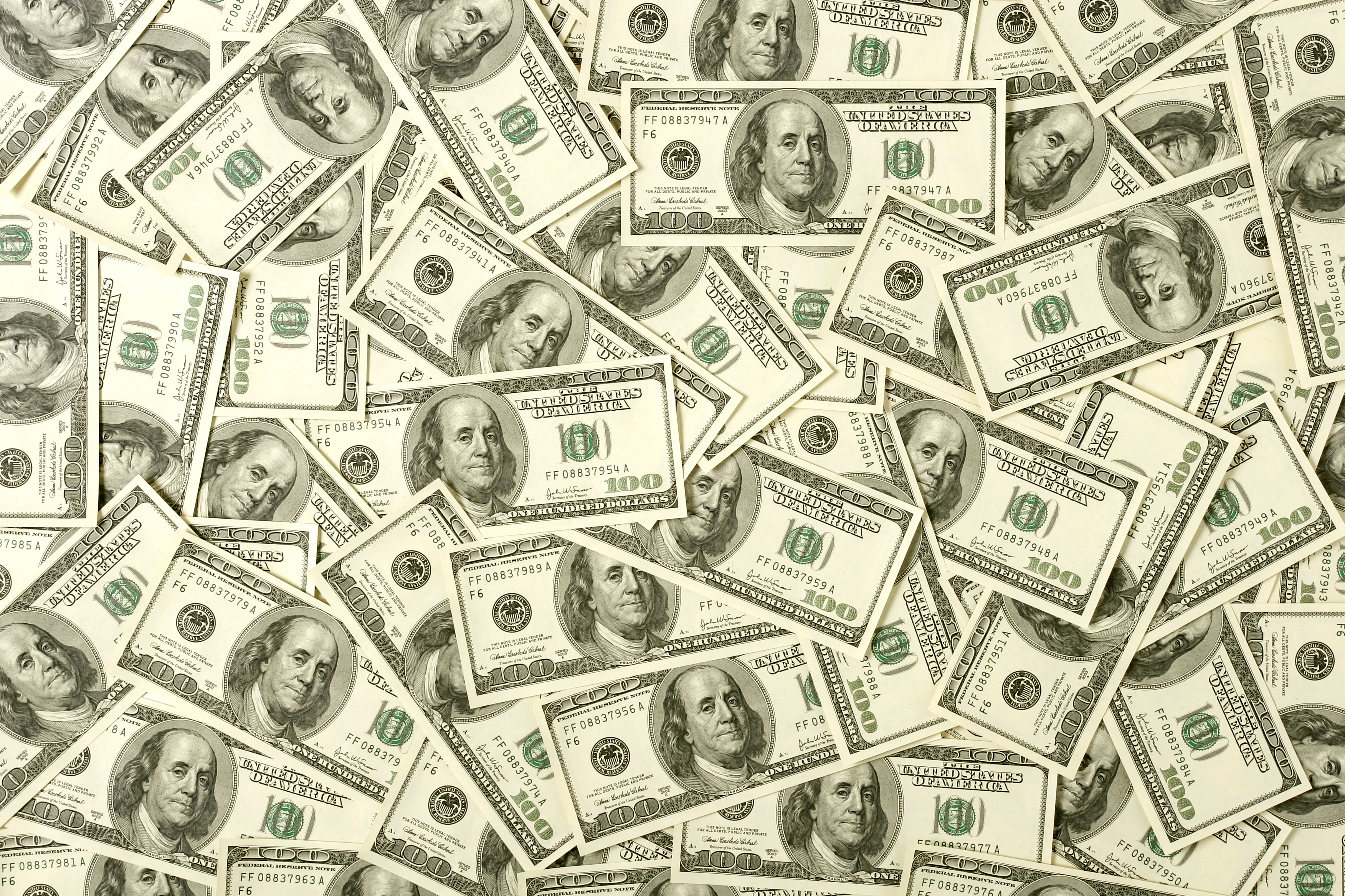 A pile of hundred-dollar bills.
