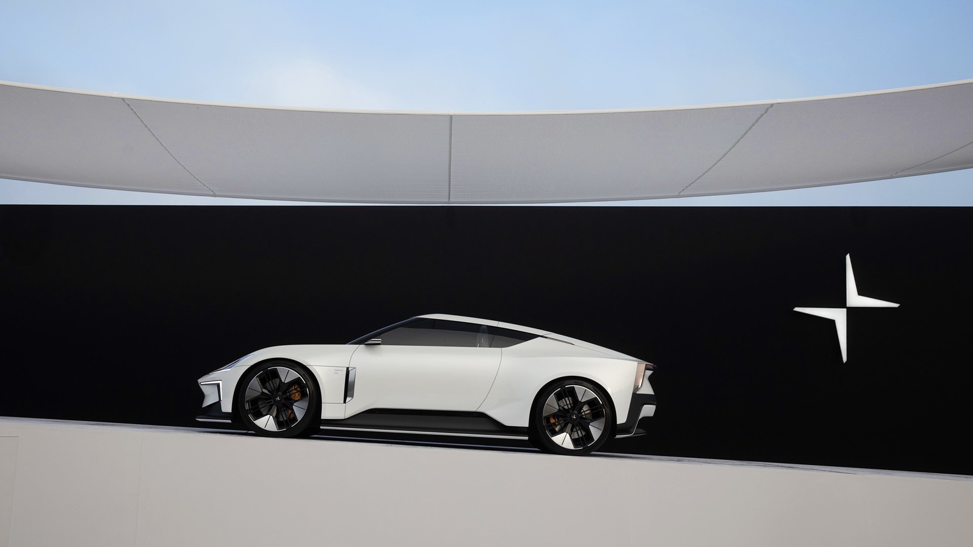 White Polestar 6 concept roadster.