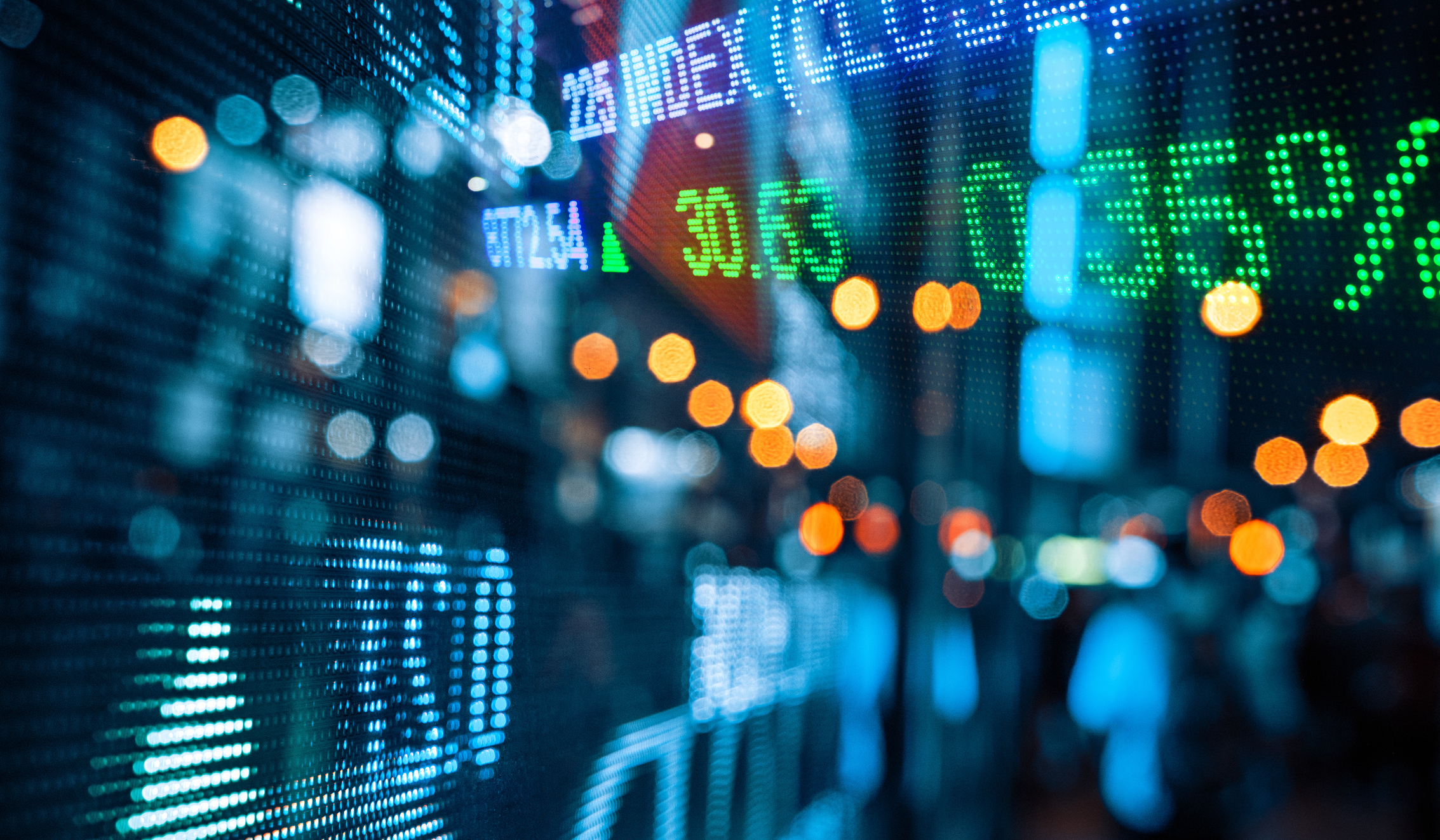 Screen filled with stock market data.