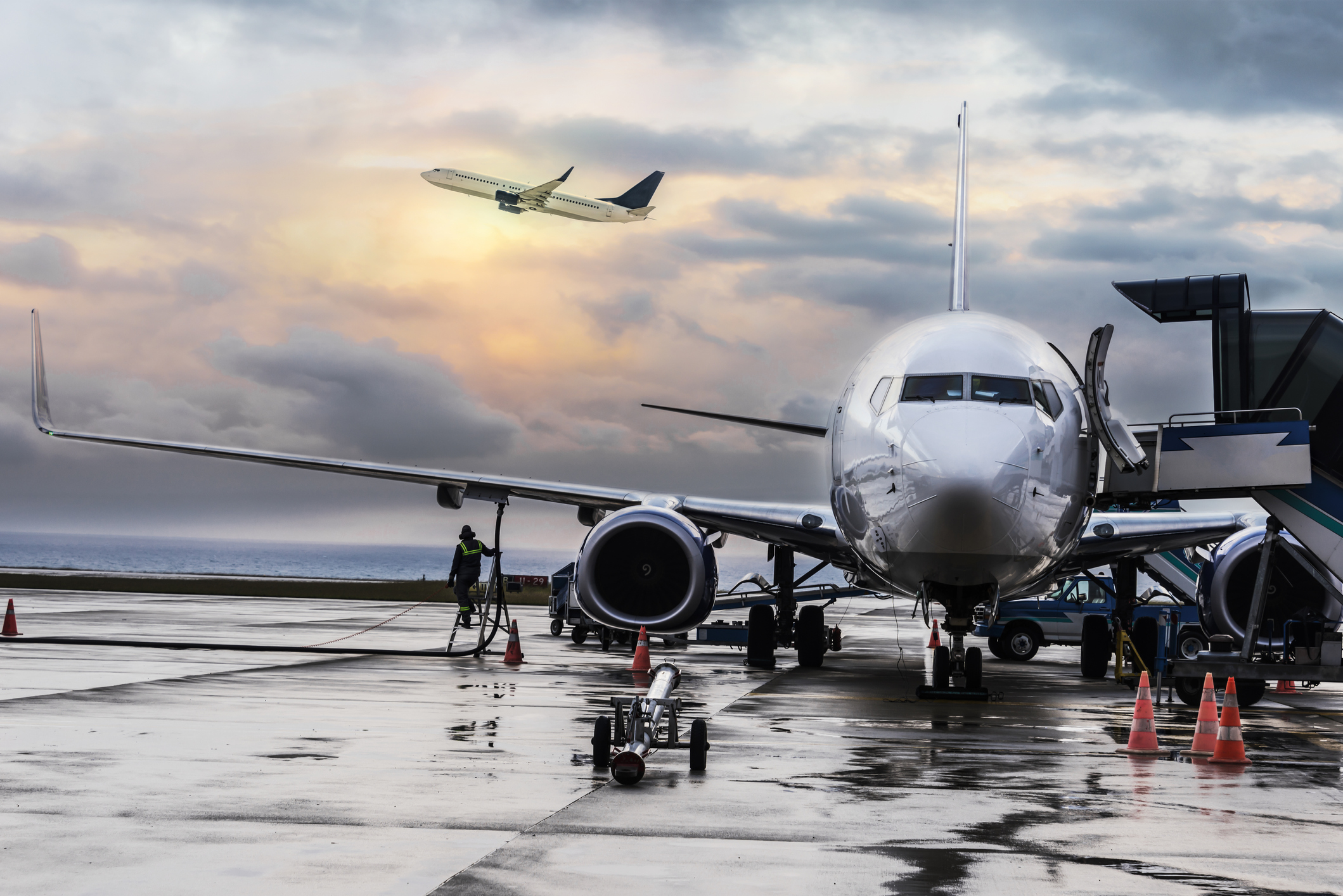 Passenger airplane getting ready for flight fueling source Getty