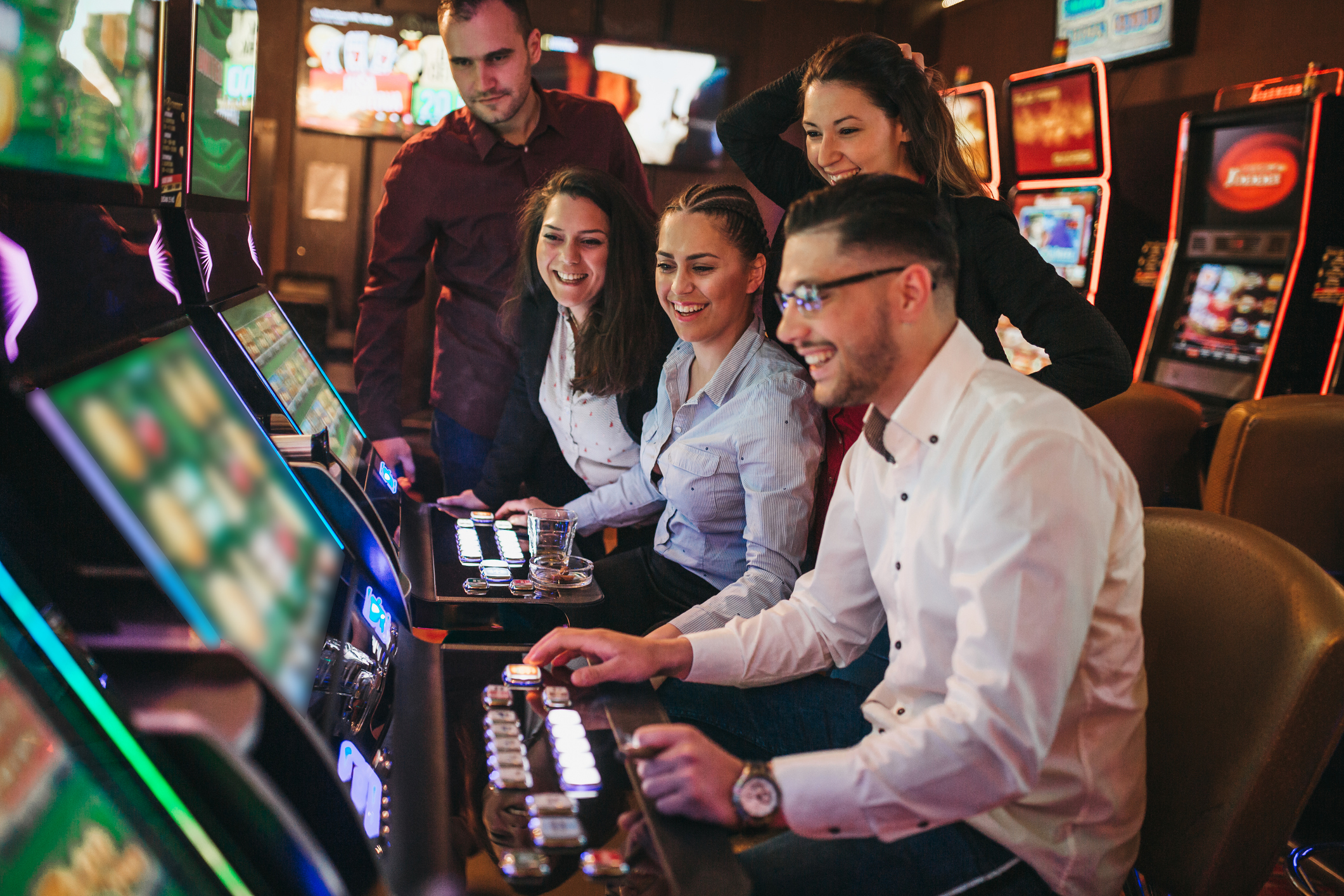 Tourists gambling in a casino