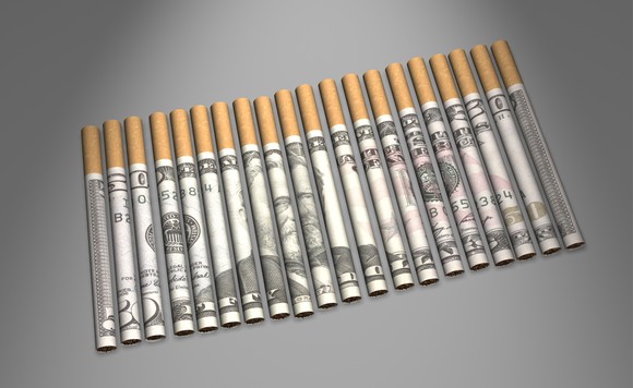 $50 bills rolled to look like cigarettes.