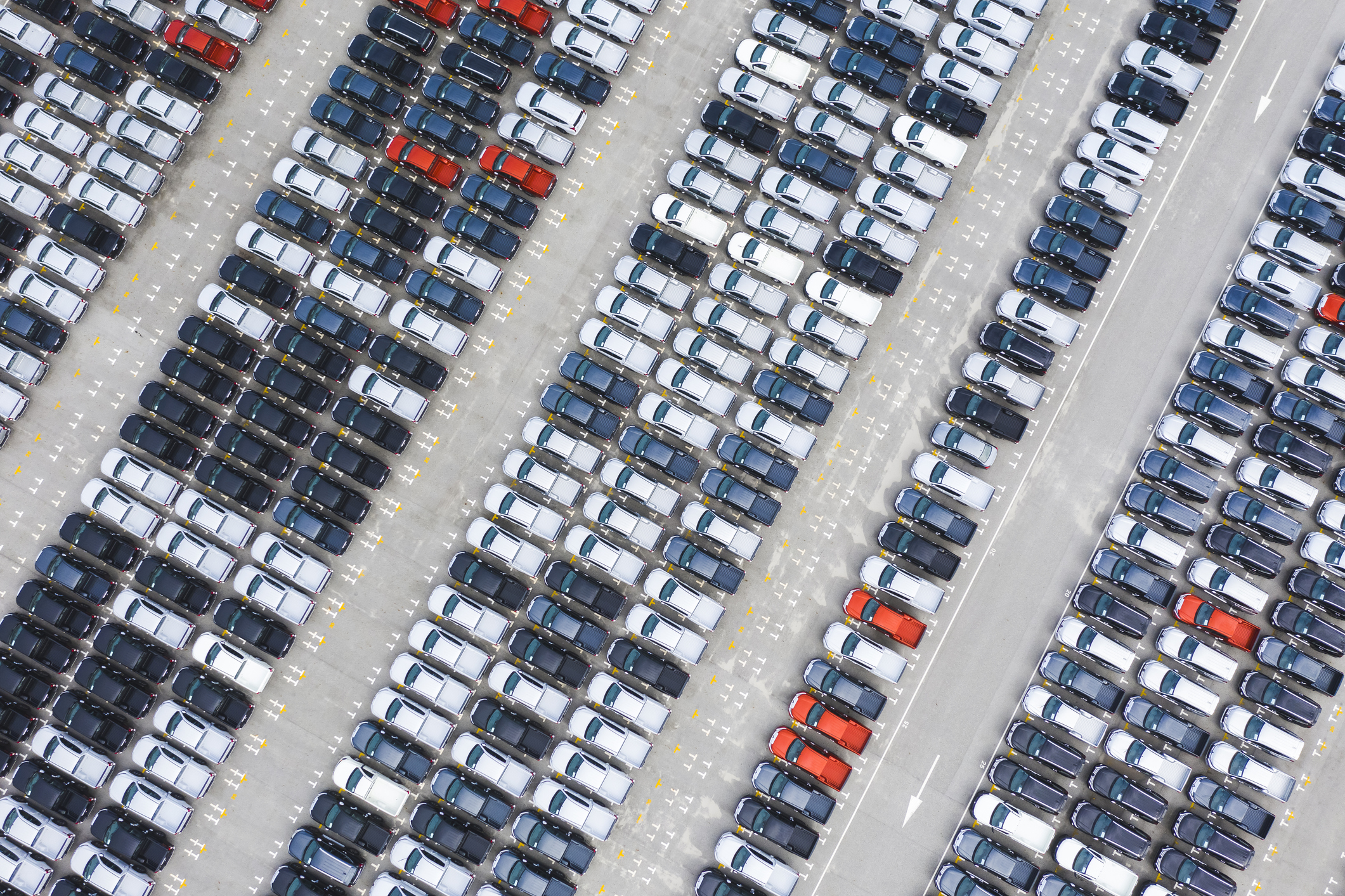 Trucks in a parking lot.