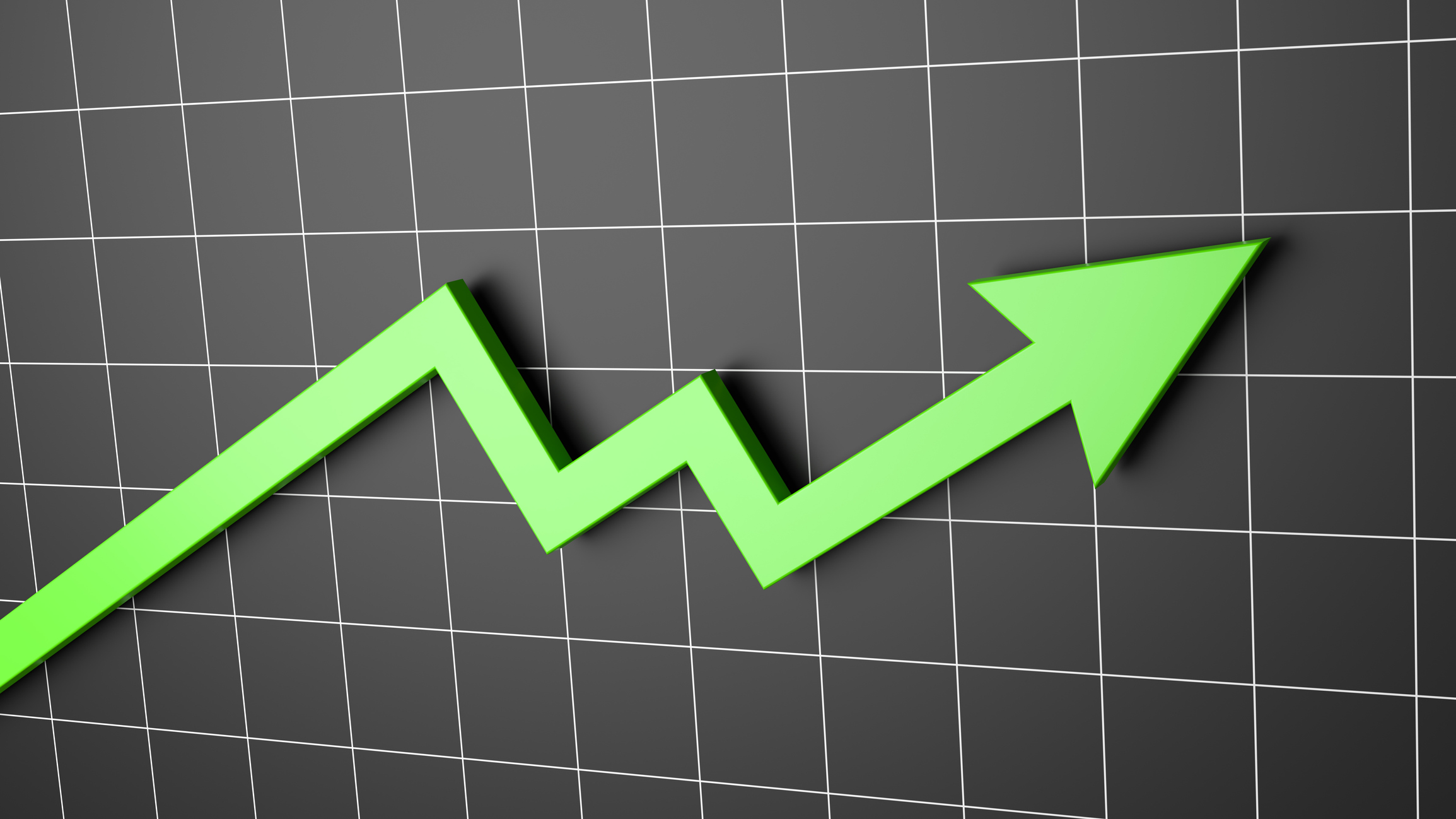 Green line with arrow moving up and right.