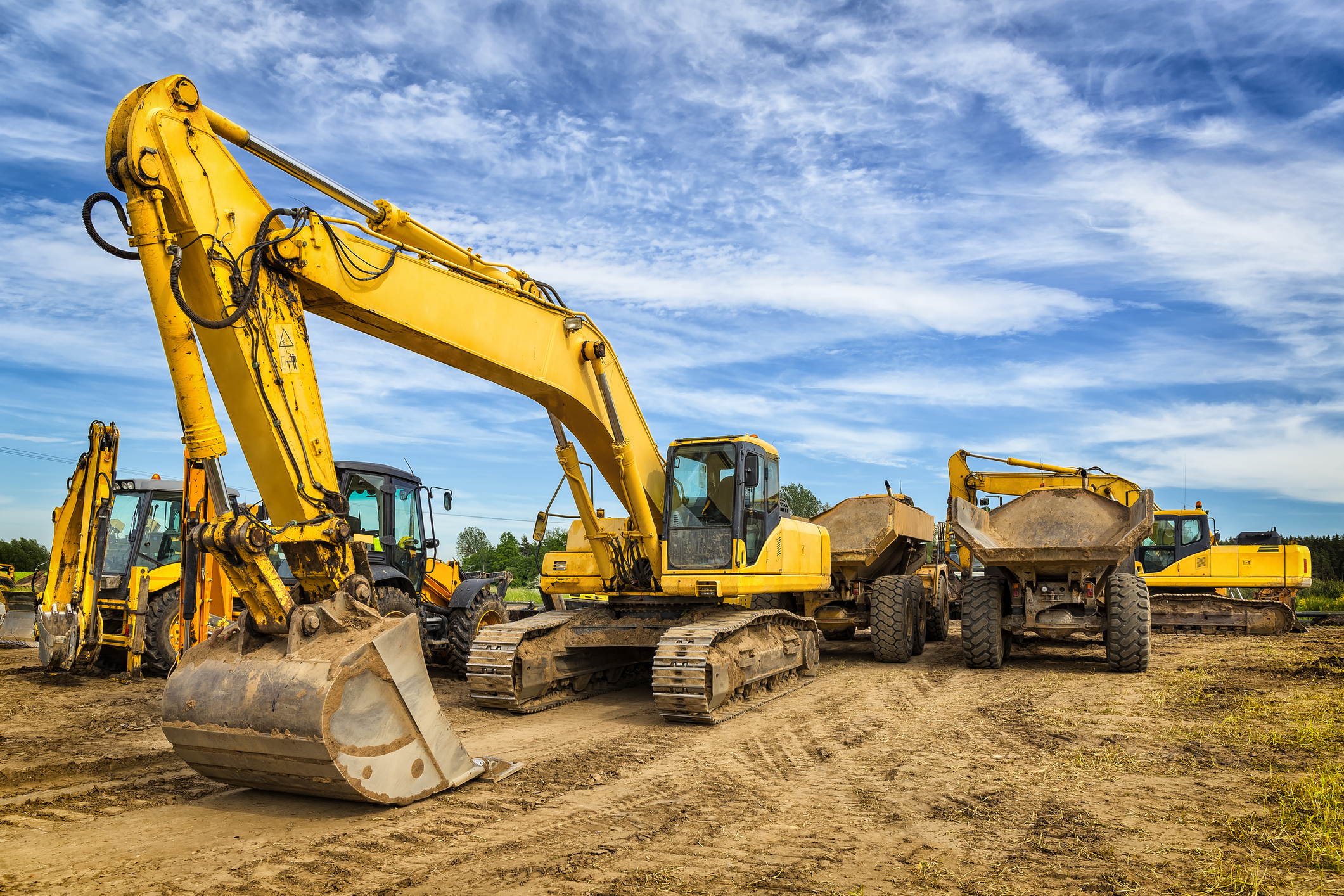Backhoe and heavy equipment.