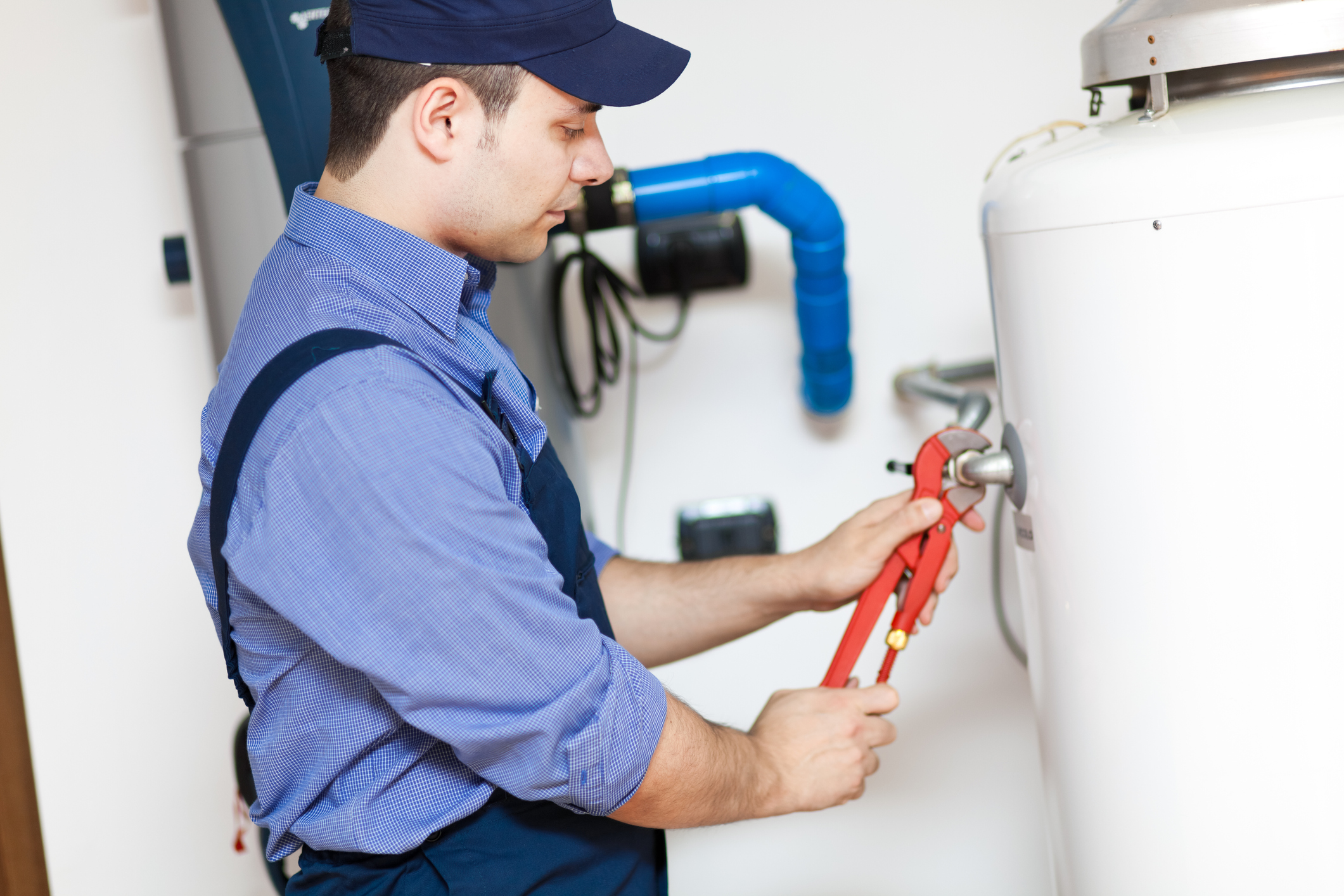 Water heater being installed.