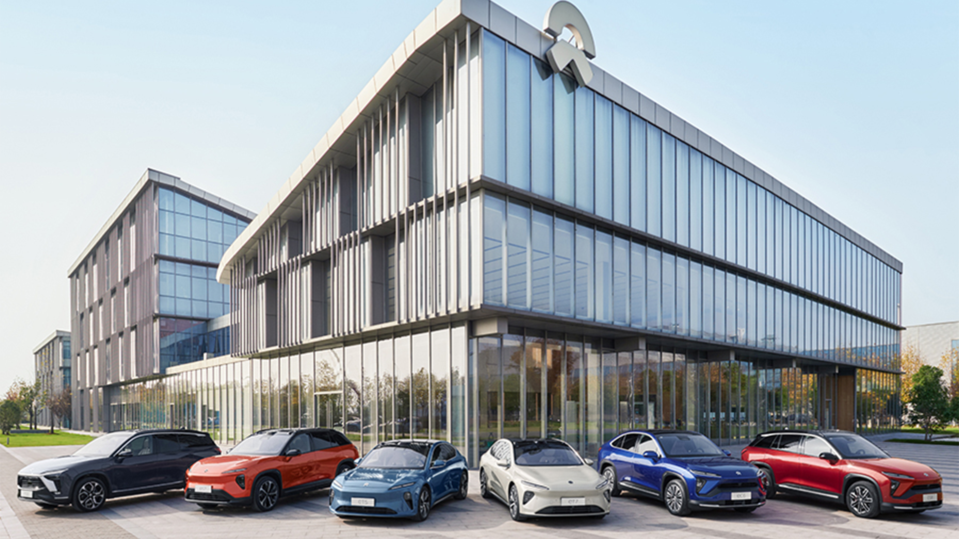 Nio's electric vehicles on display.