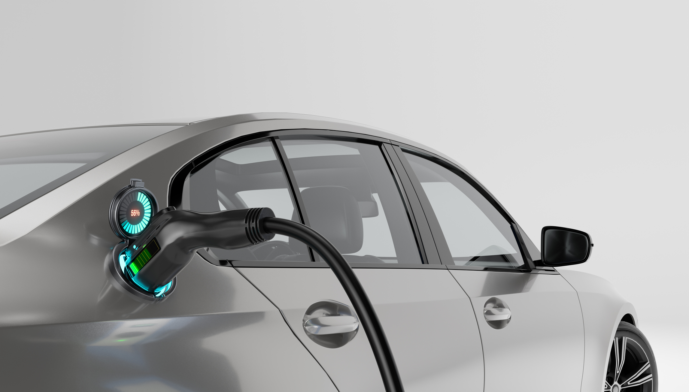 Electric charging port on a car.