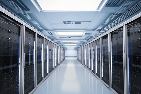 A server room within a data center.
