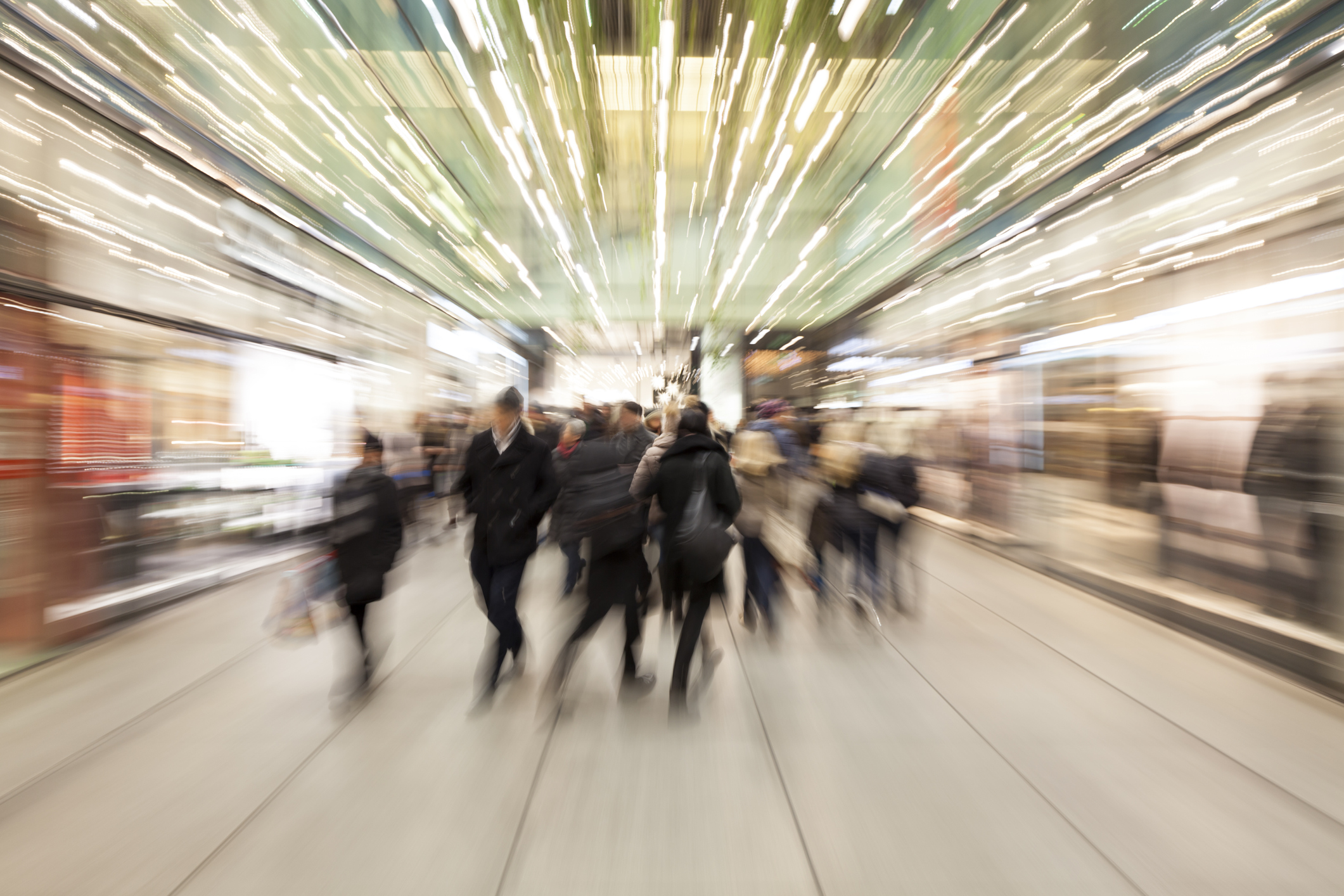 Black Friday Shopping Spree motion blur mall