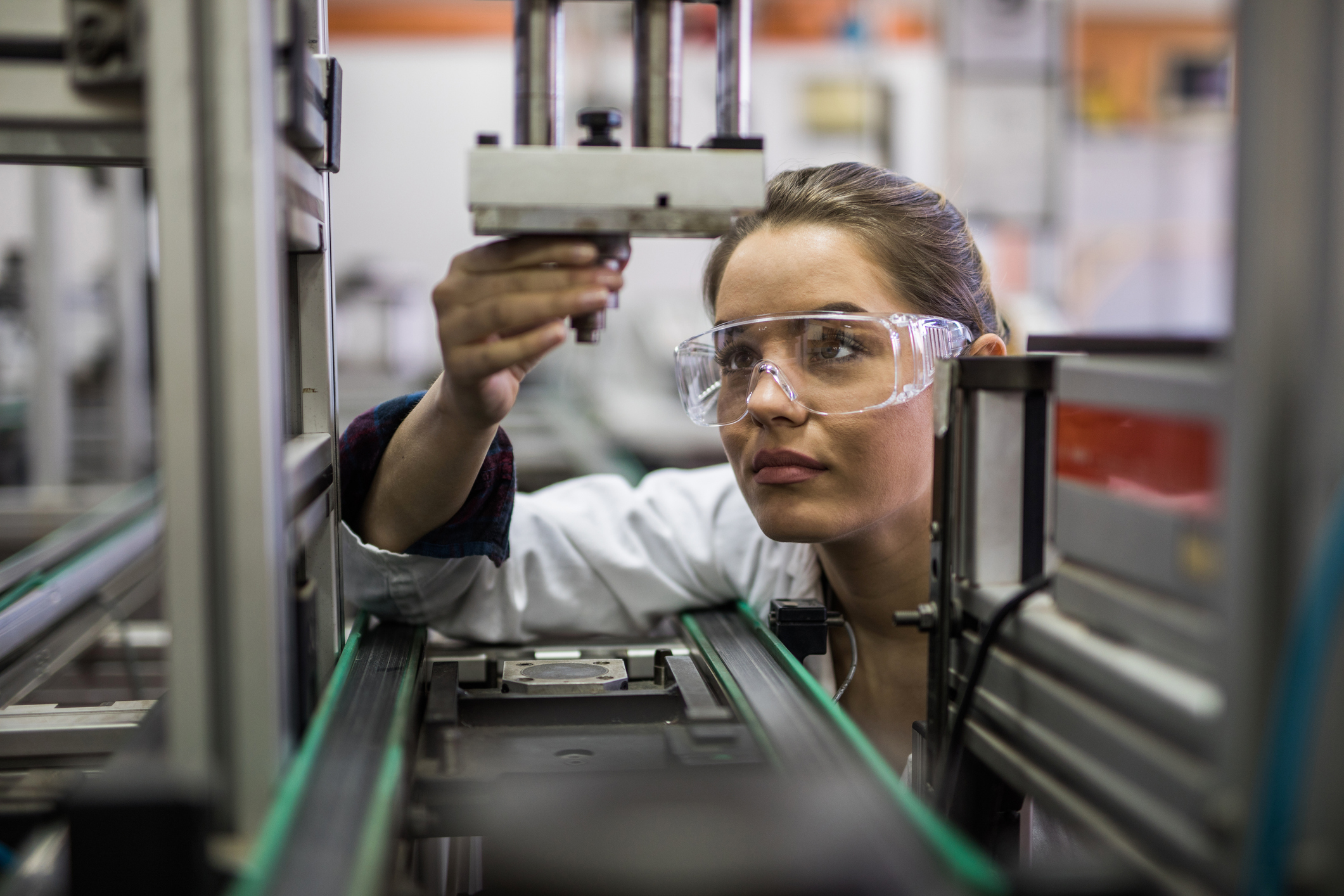 An engineer working on a manufacturing site. 