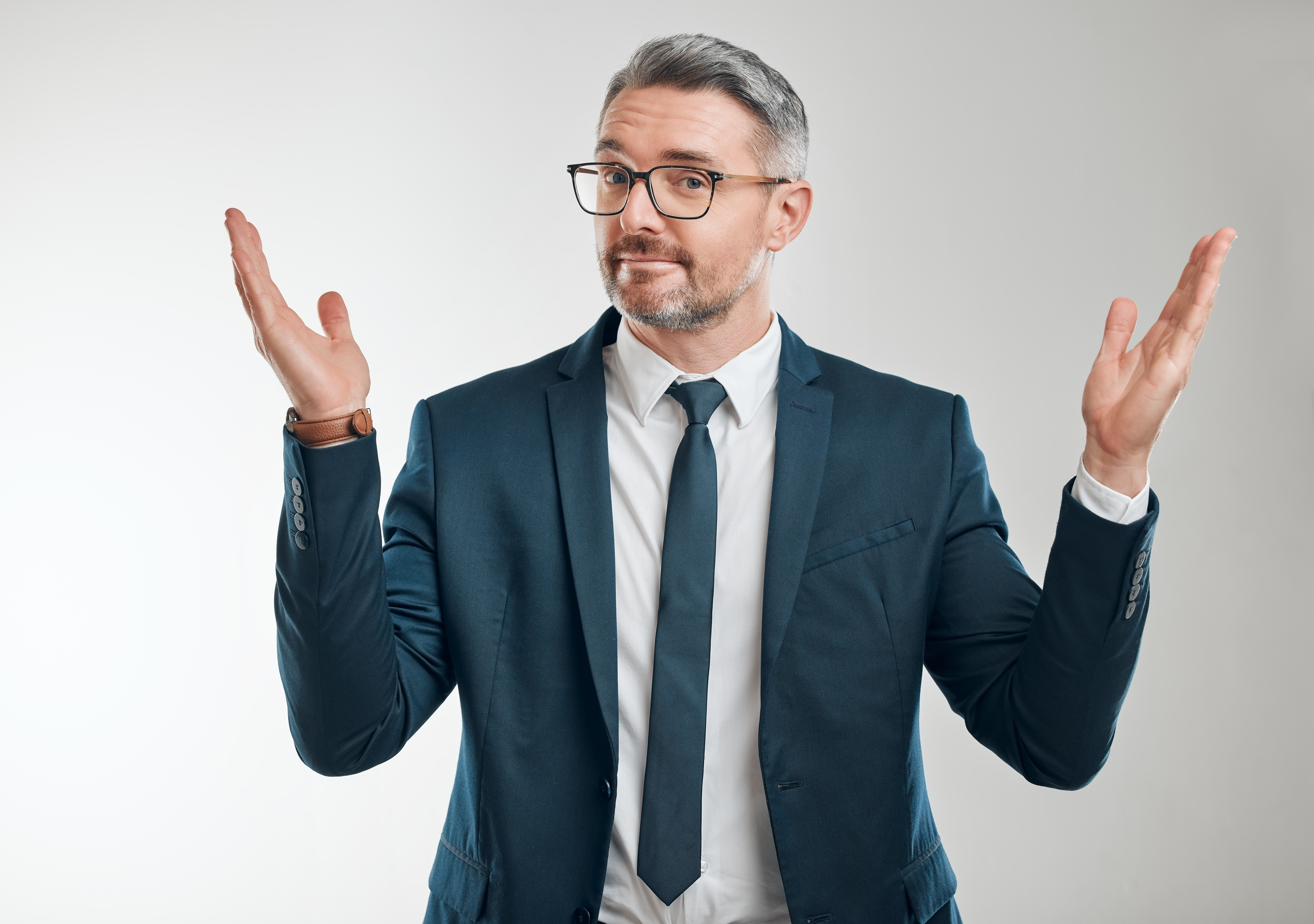 A person who looks unsure while making a decision.
