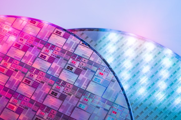 A pair of silicon wafers.