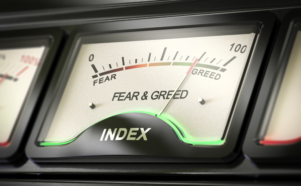 A gauge showing the ear and greed index.