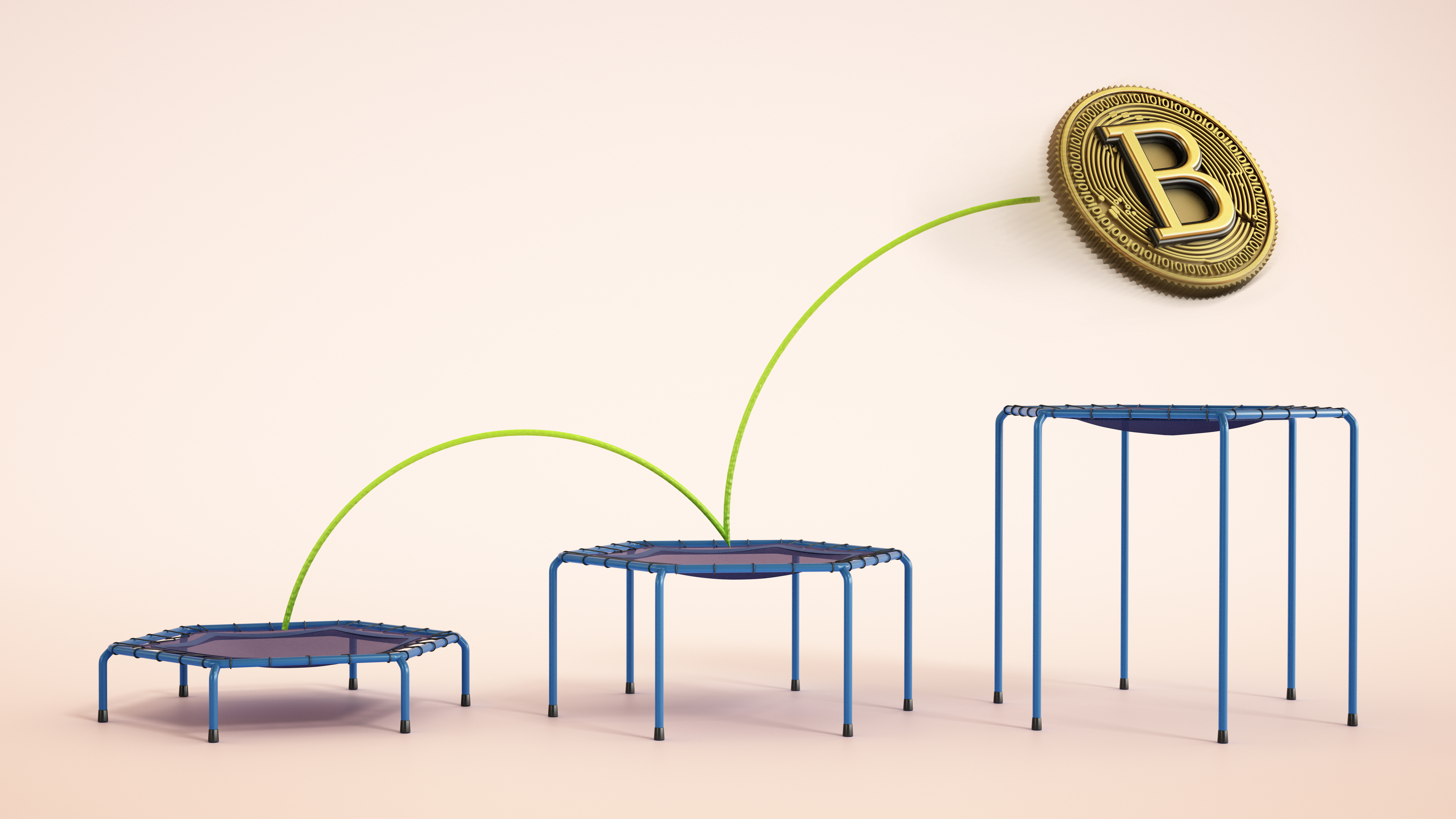 BTC jumping higher on a trampoline.