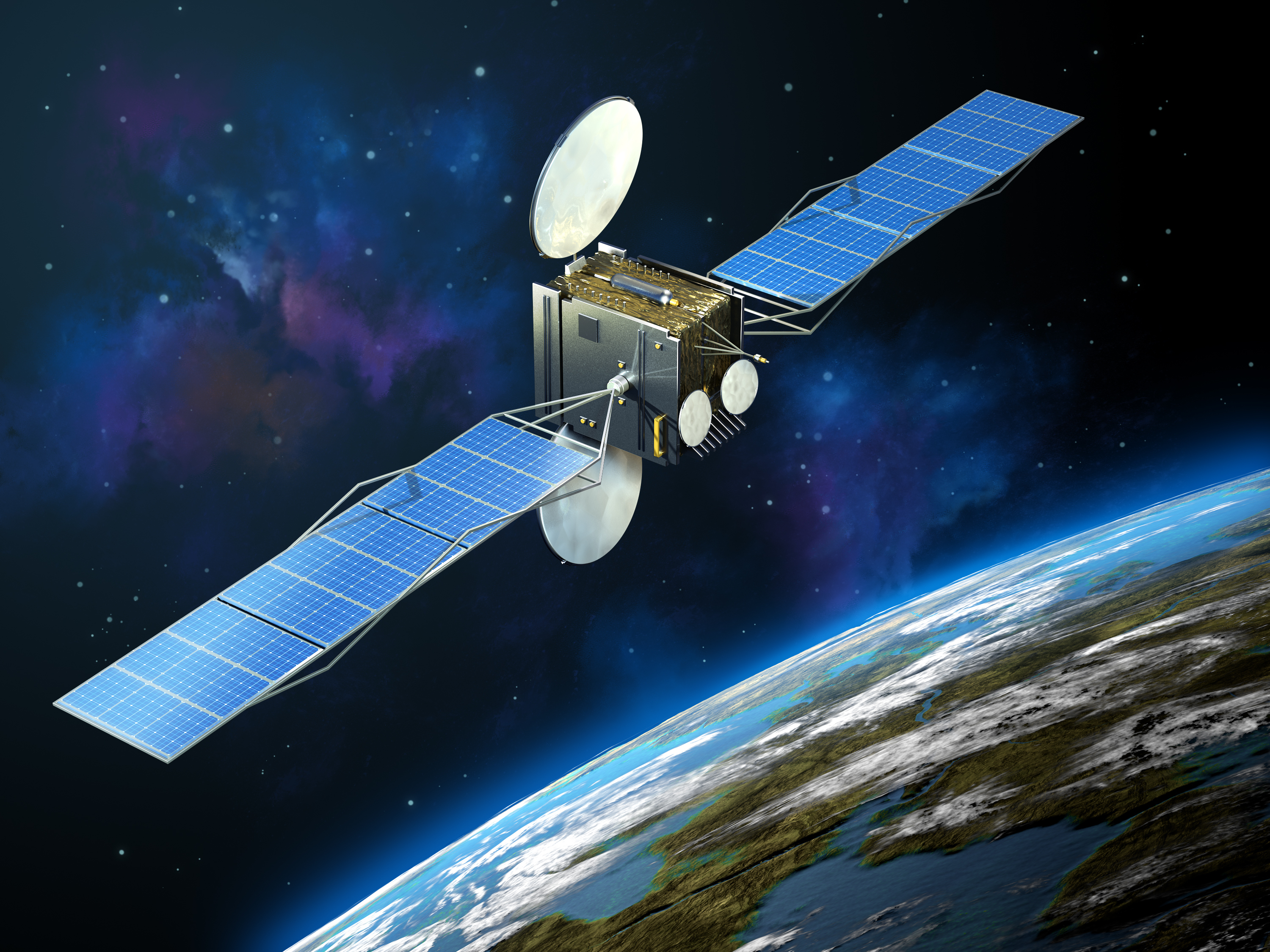 Photo of a satellite in orbit.