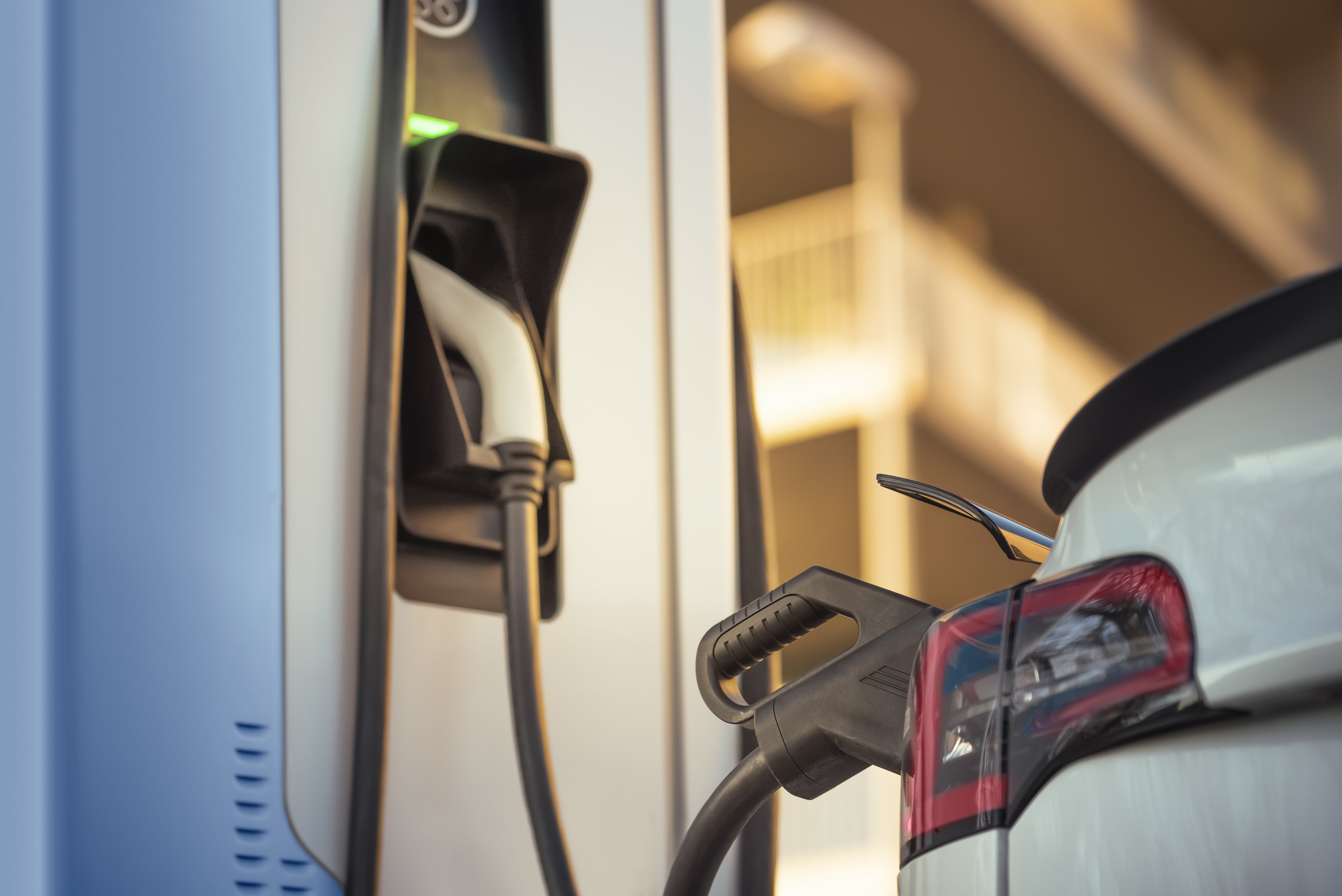 EV charging at an EV charging station.