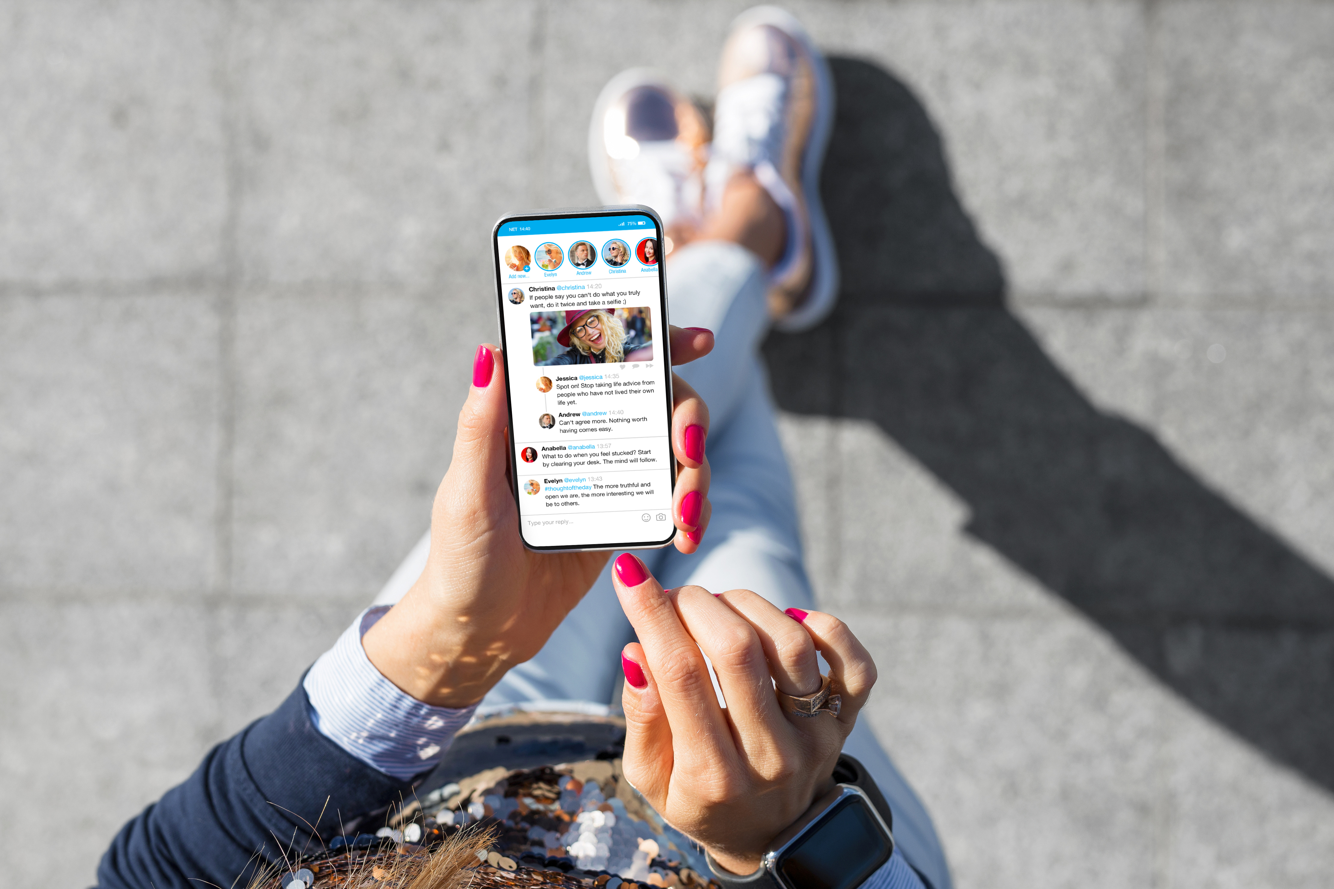 Social media scrolling on phone.