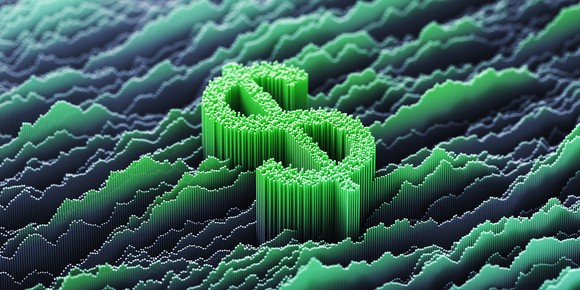 A dollar sign in a sea of charts. 