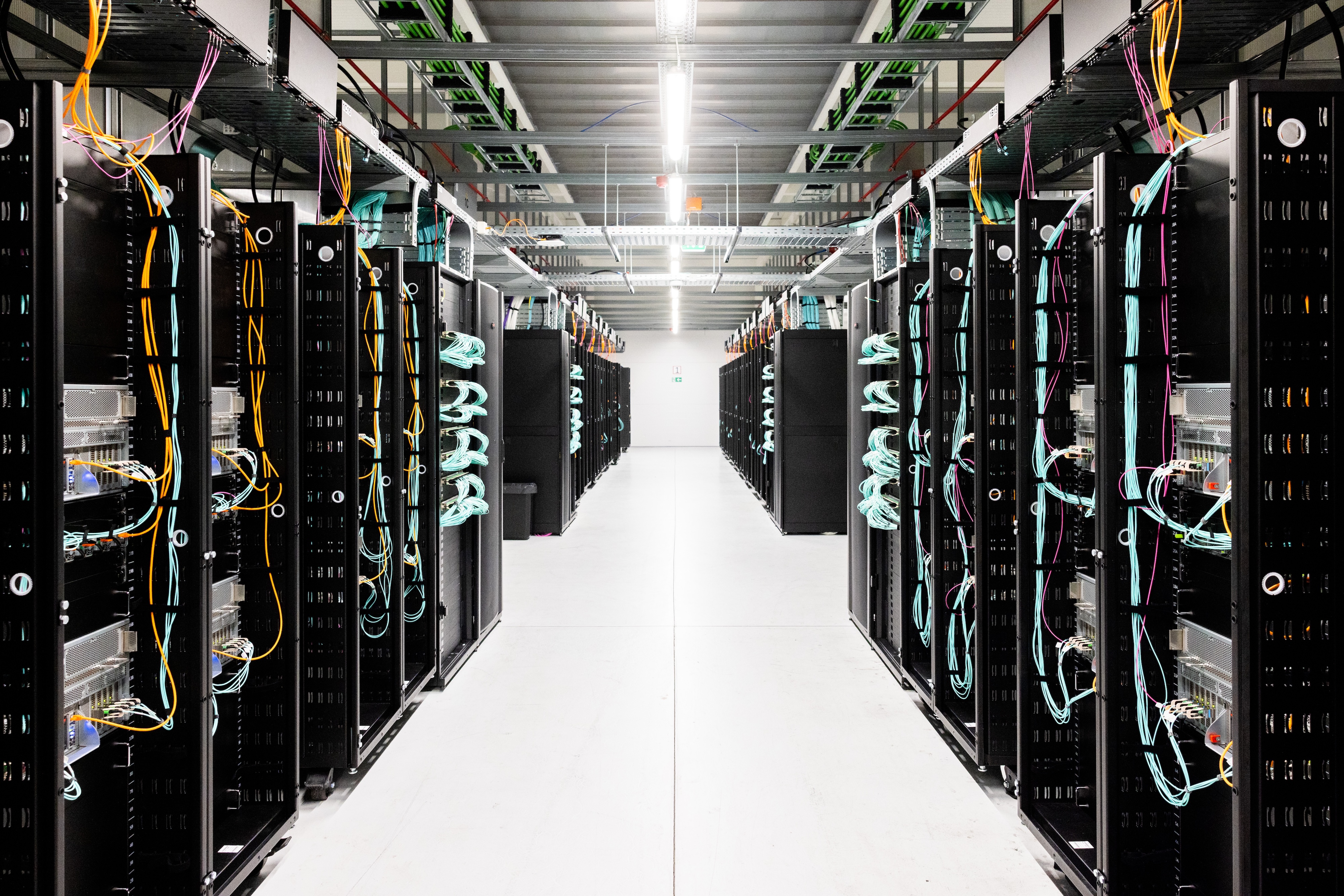 A row of Nebius' data center servers.