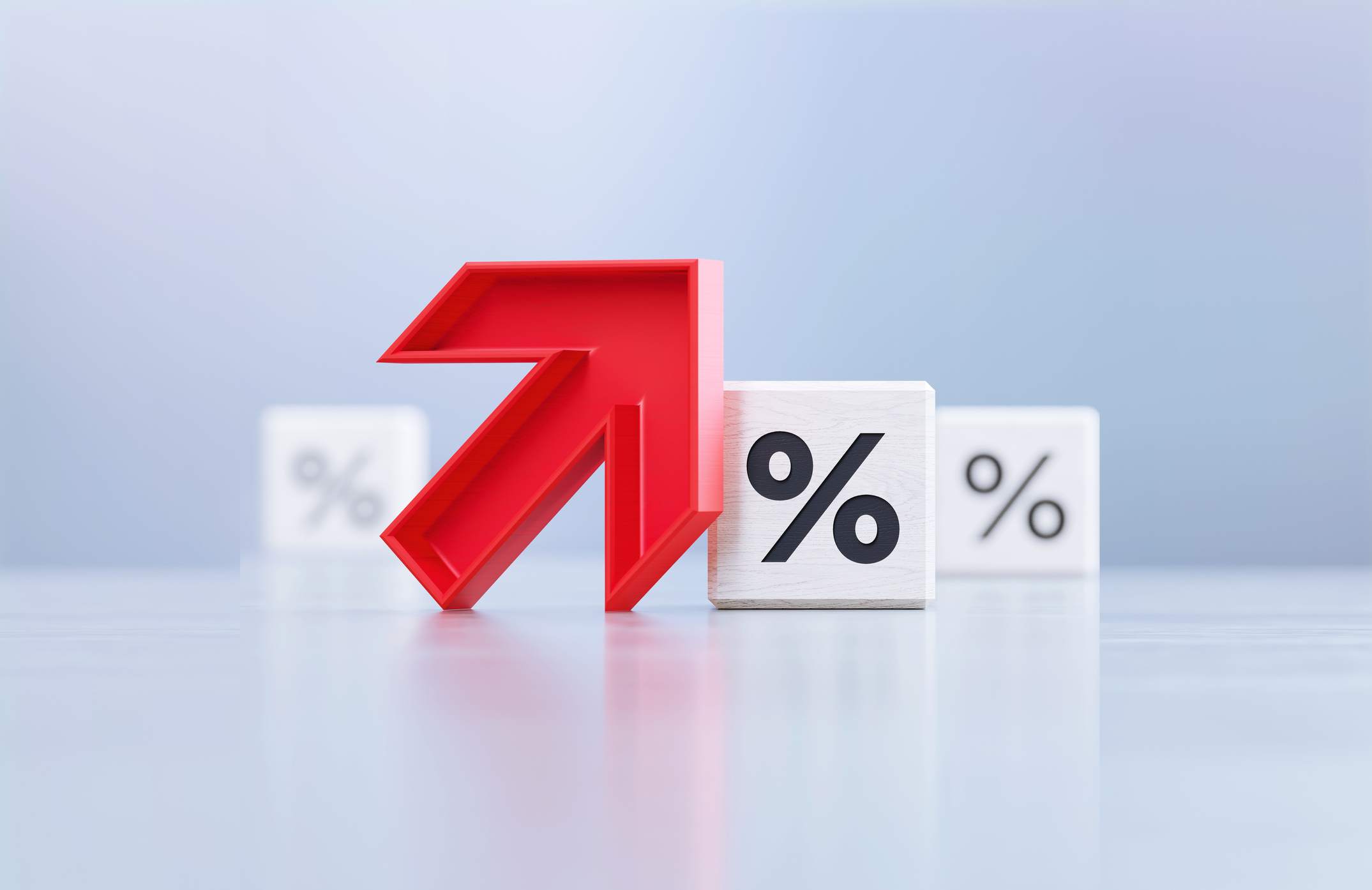 arrow up percent sign on dice dividends stock market