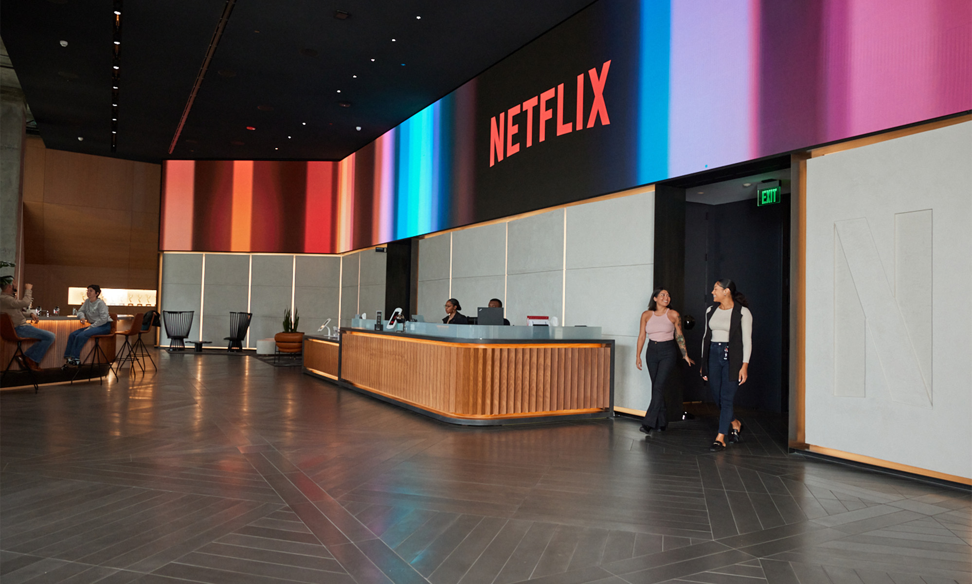 office lobby with netflix logo sign_Netflix