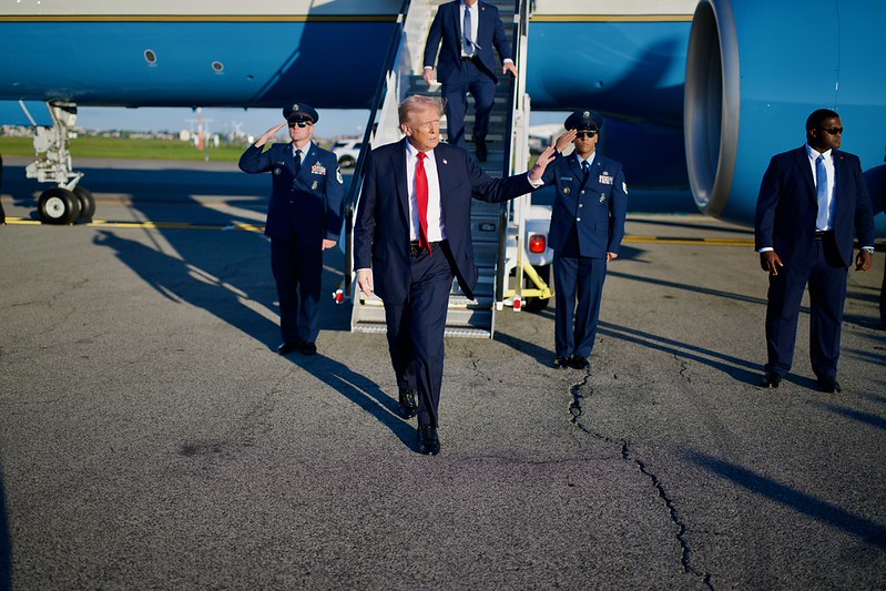 President Trump disembarking air force one