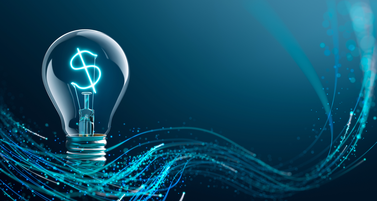 A lightbulb with a dollar sign inside. 