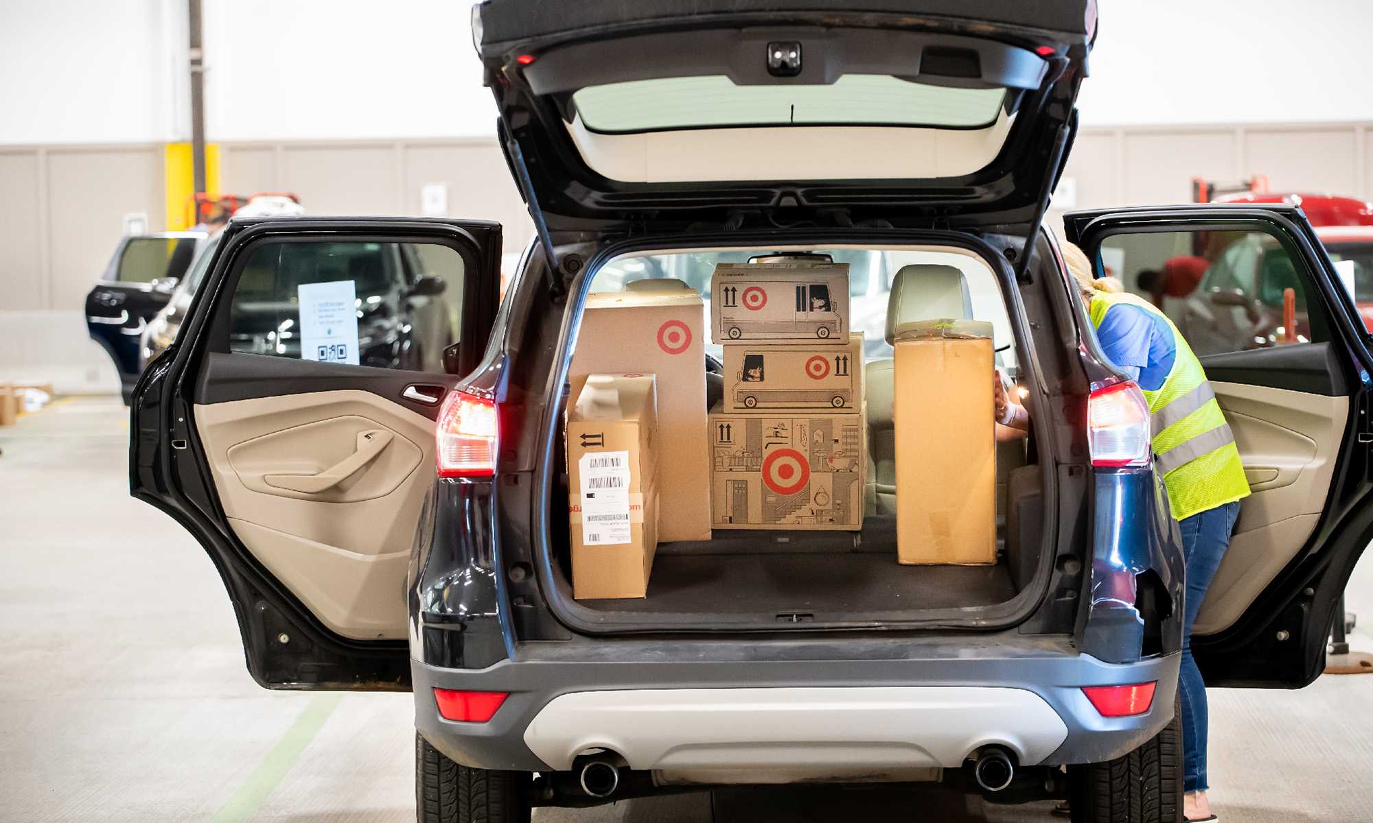 Target boxes in the back of a vehicle