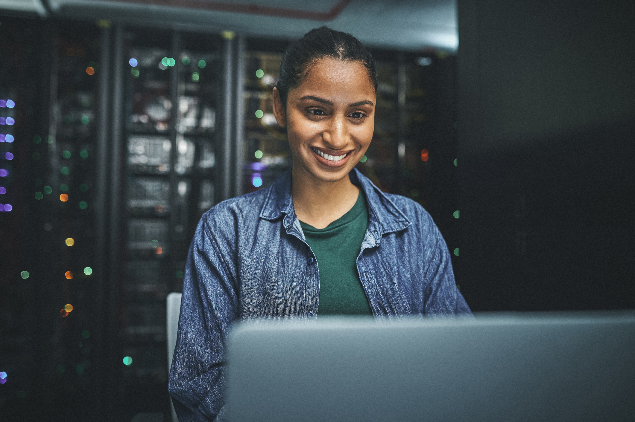 Woman in IT data center