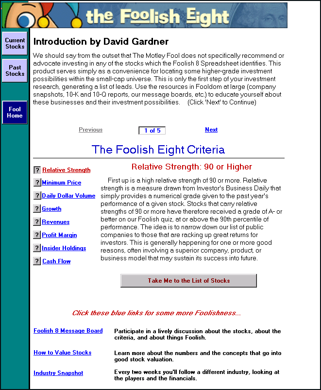 Motley Fool Technical Support File Library Peg Calculator