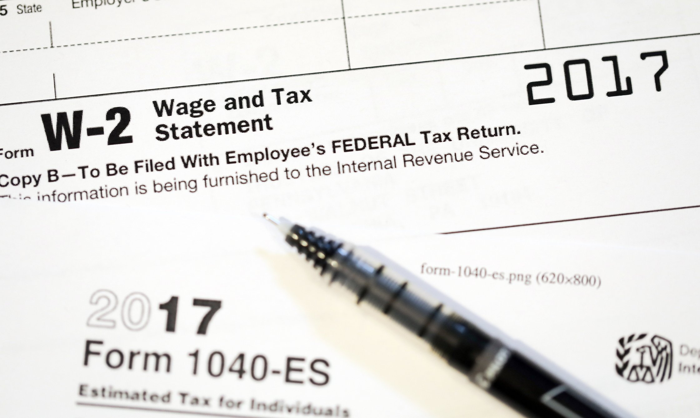 W-2 and 1040-ES tax forms.