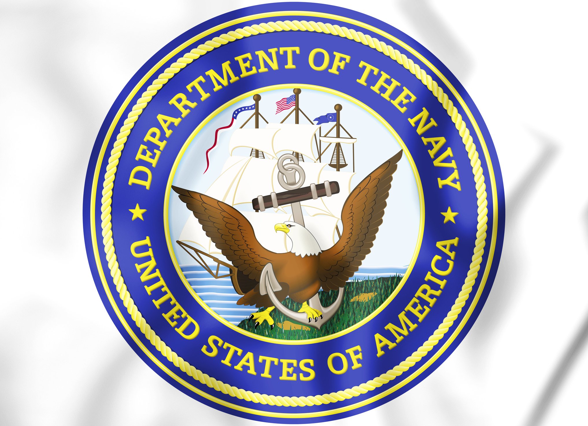 3D image of the seal of the U.S. Navy.