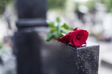 grave marker with rose