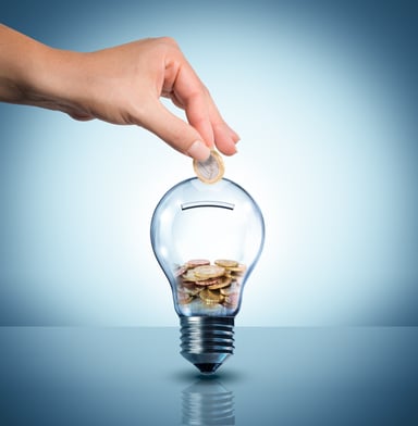 energy investing lightbulb coins bank